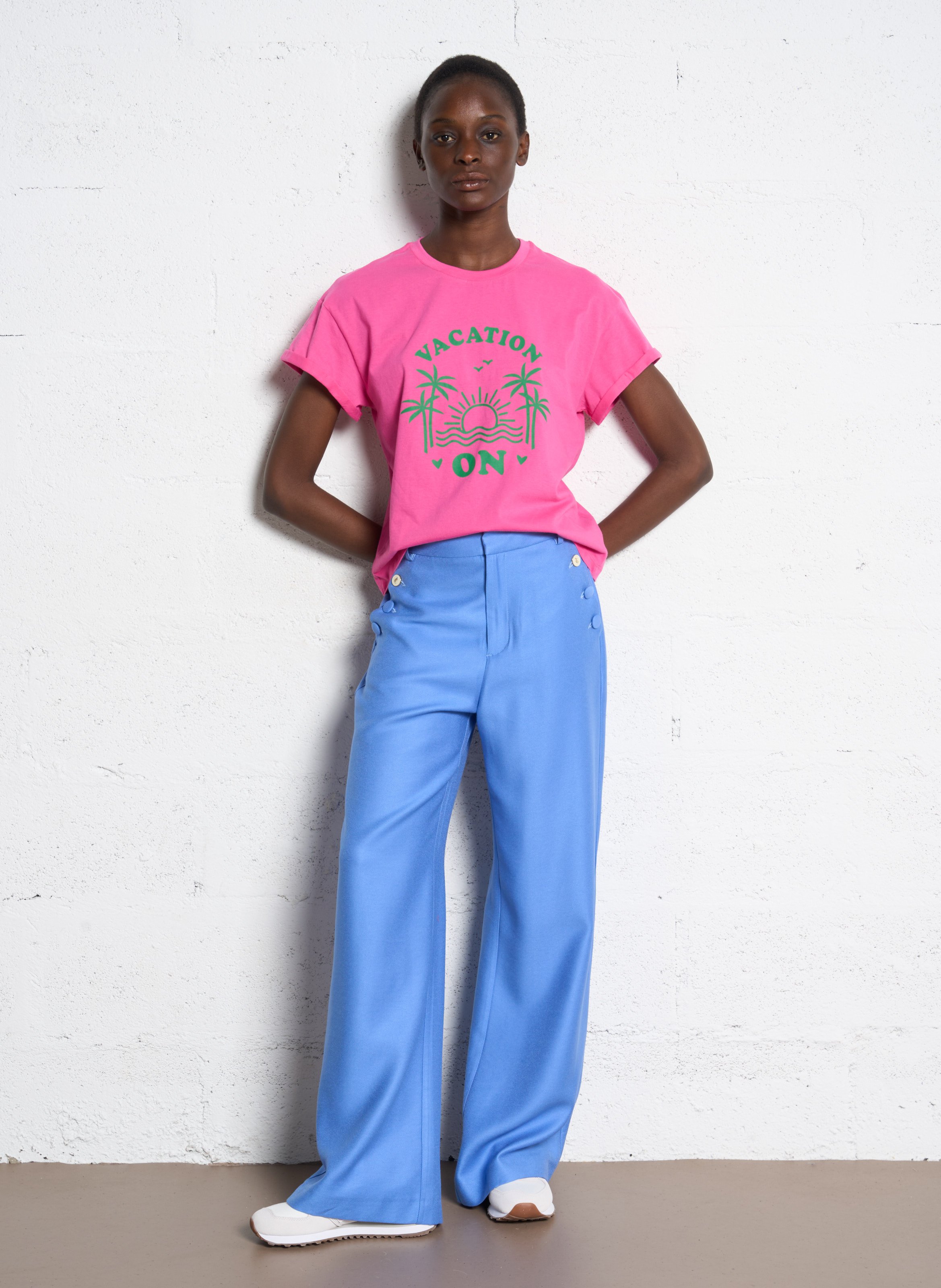 Tee-shirt droit en coton I CODE Rose