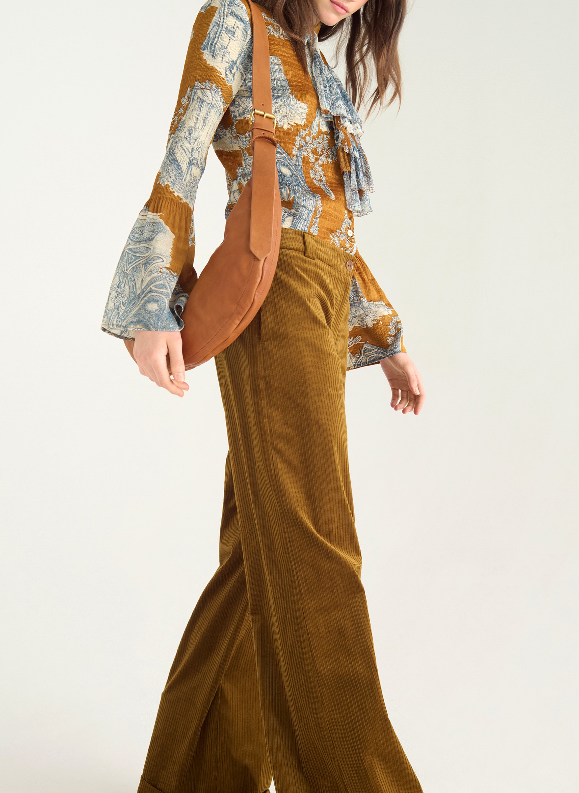 Flared corduroy pants COTELAC Brown