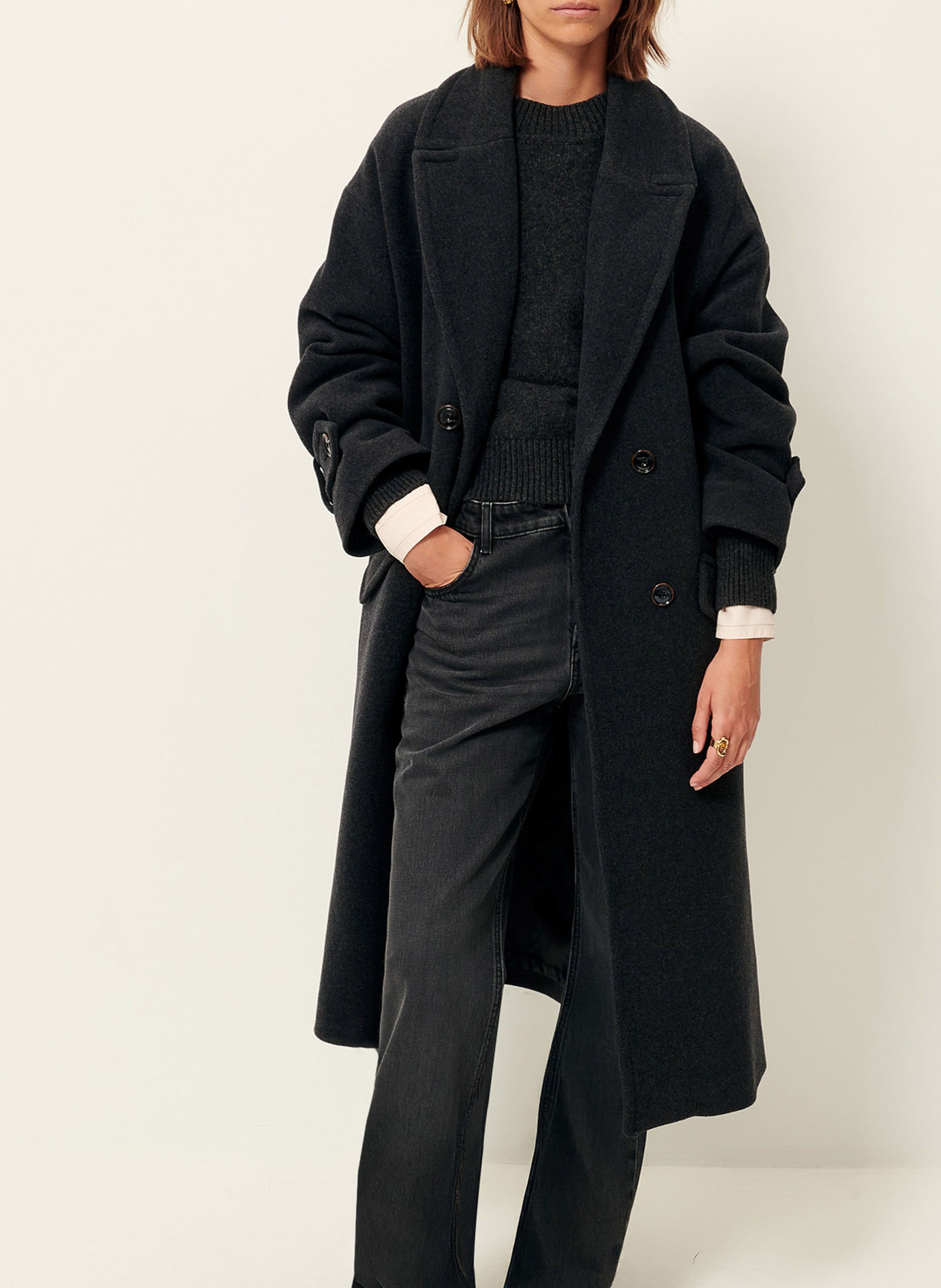 Oversized wool-blend coat with tailored collar SESSUN