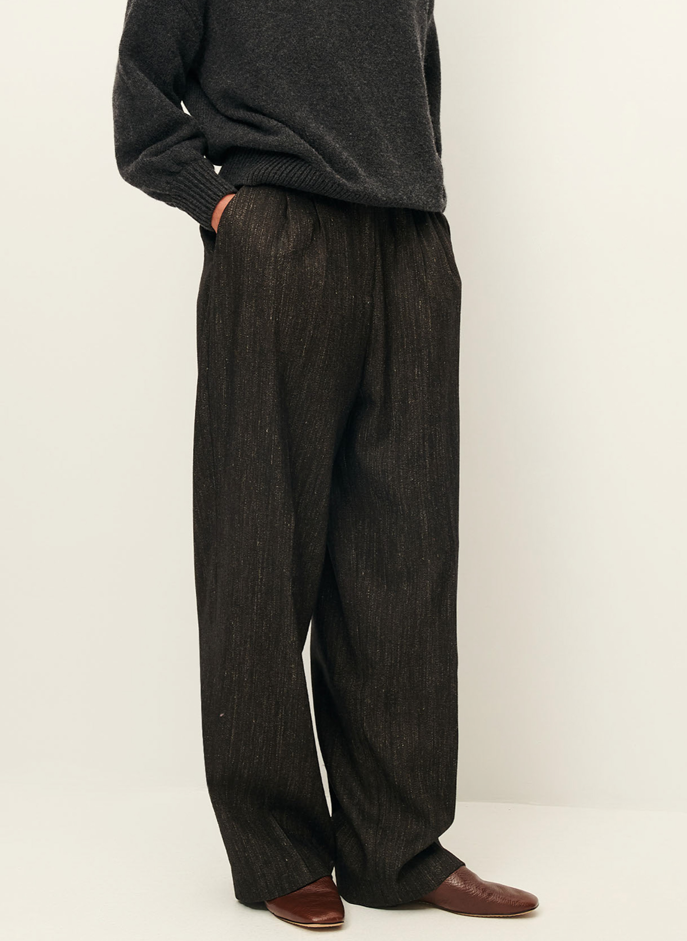 Pantalon droit taille haute uni SESSUN Marron