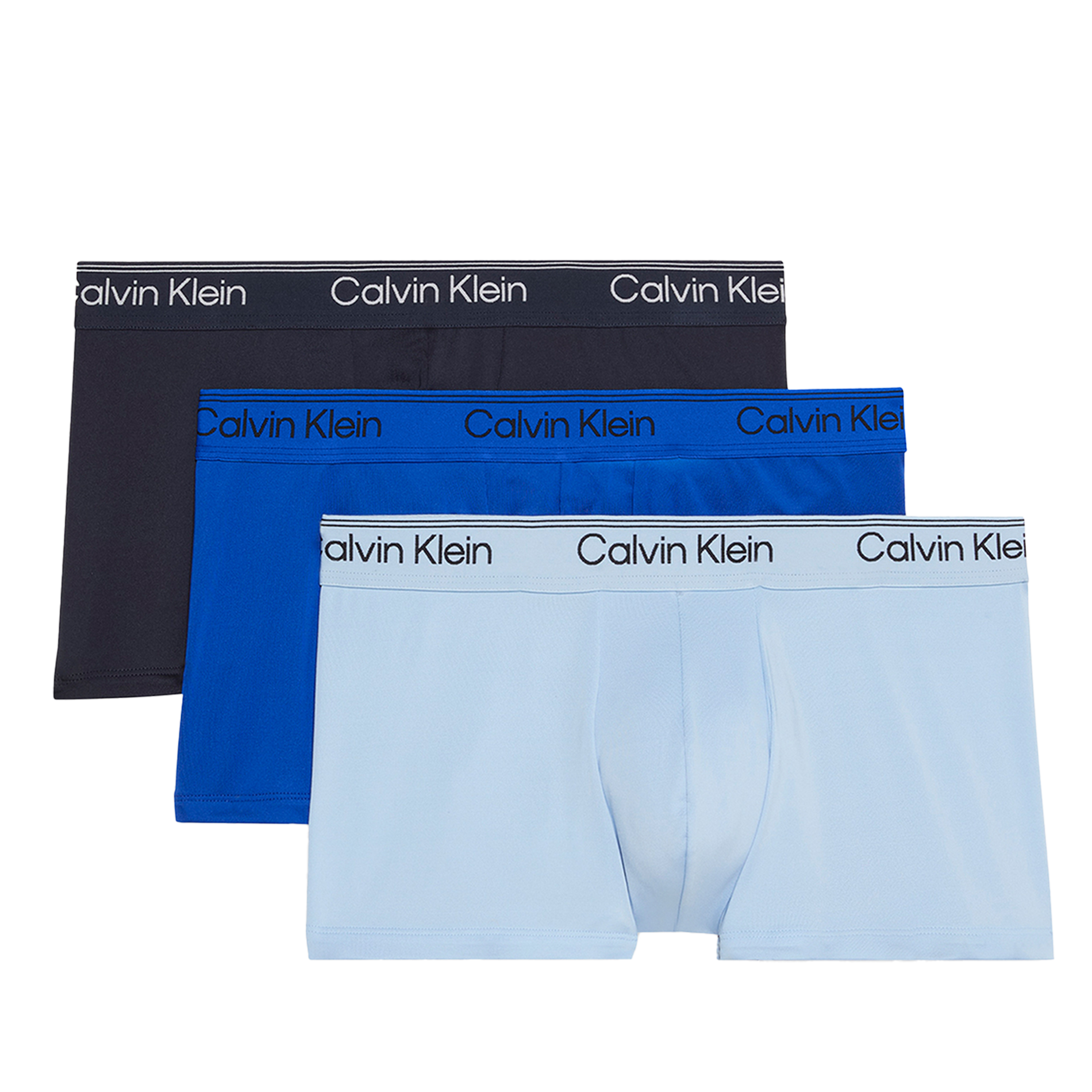 Set aus 3 einfarbigen Boxershorts CALVIN KLEIN UNDERWEAR Blau