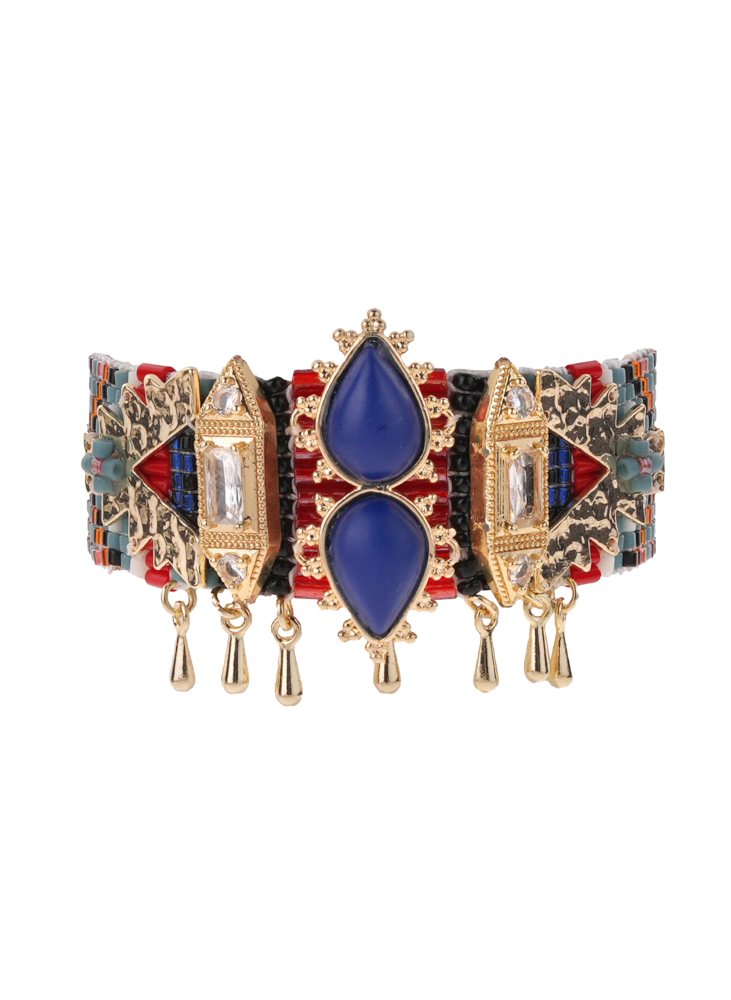 Woven bead cuff bracelet HIPANEMA Blue