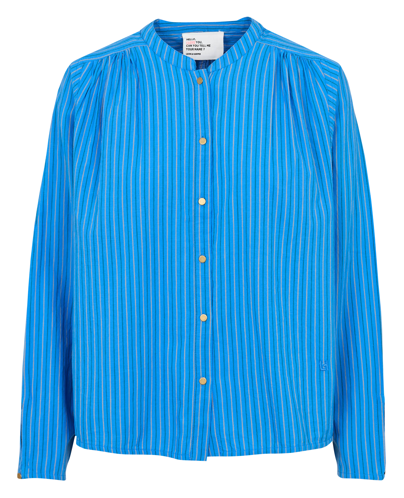 Oversized biokatoenen hemd met Mao-kraag LEON & HARPER Blauw