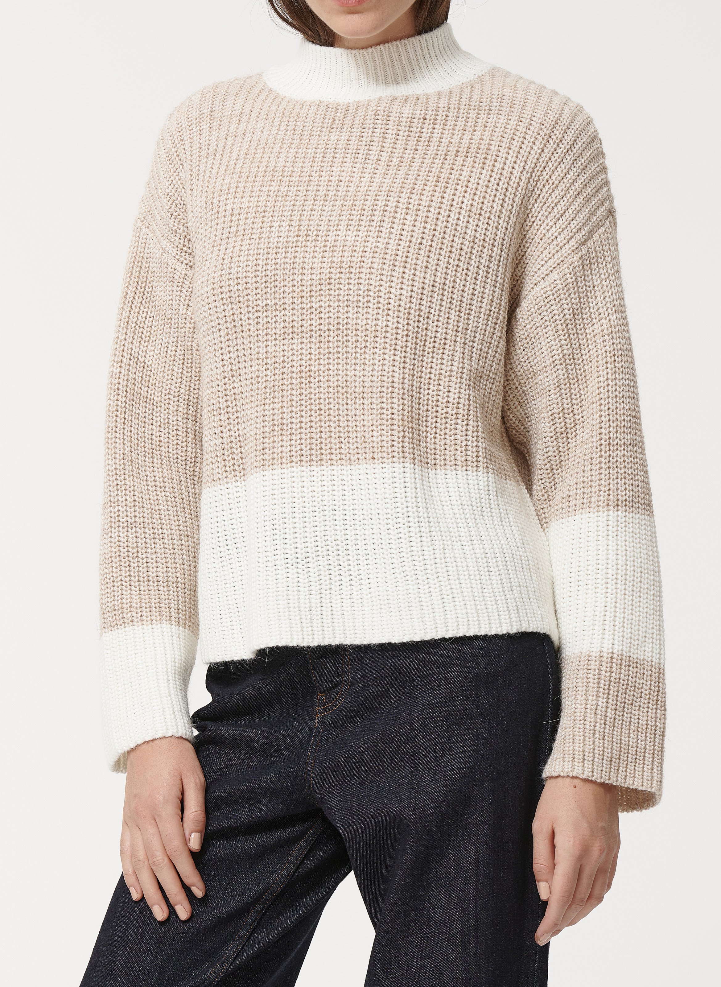 Pull oversize col rond  HUMILITY Beige