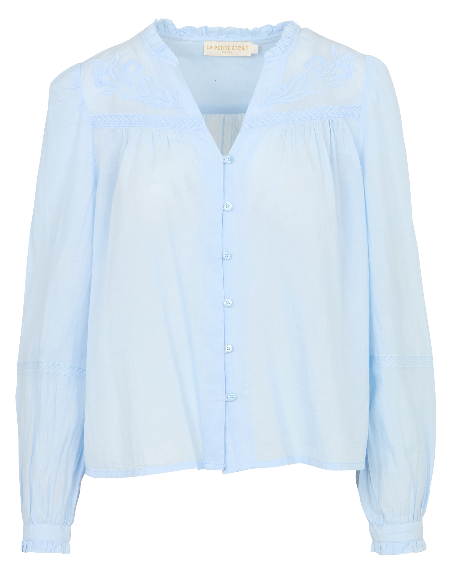 Chemise col V en coton LA PETITE ETOILE Bleu