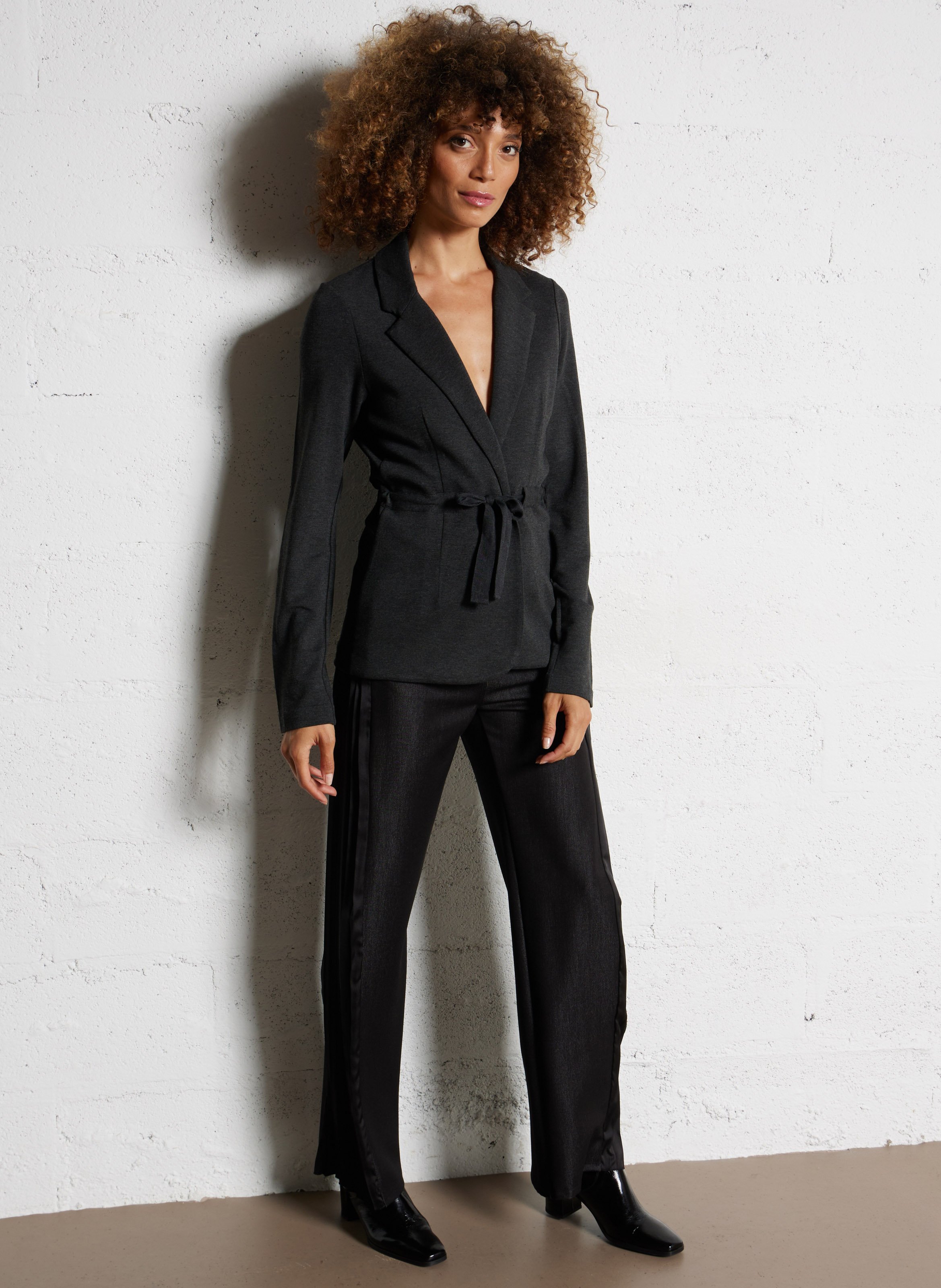 Vest met reverskraag MAJESTIC FILATURES Grijs