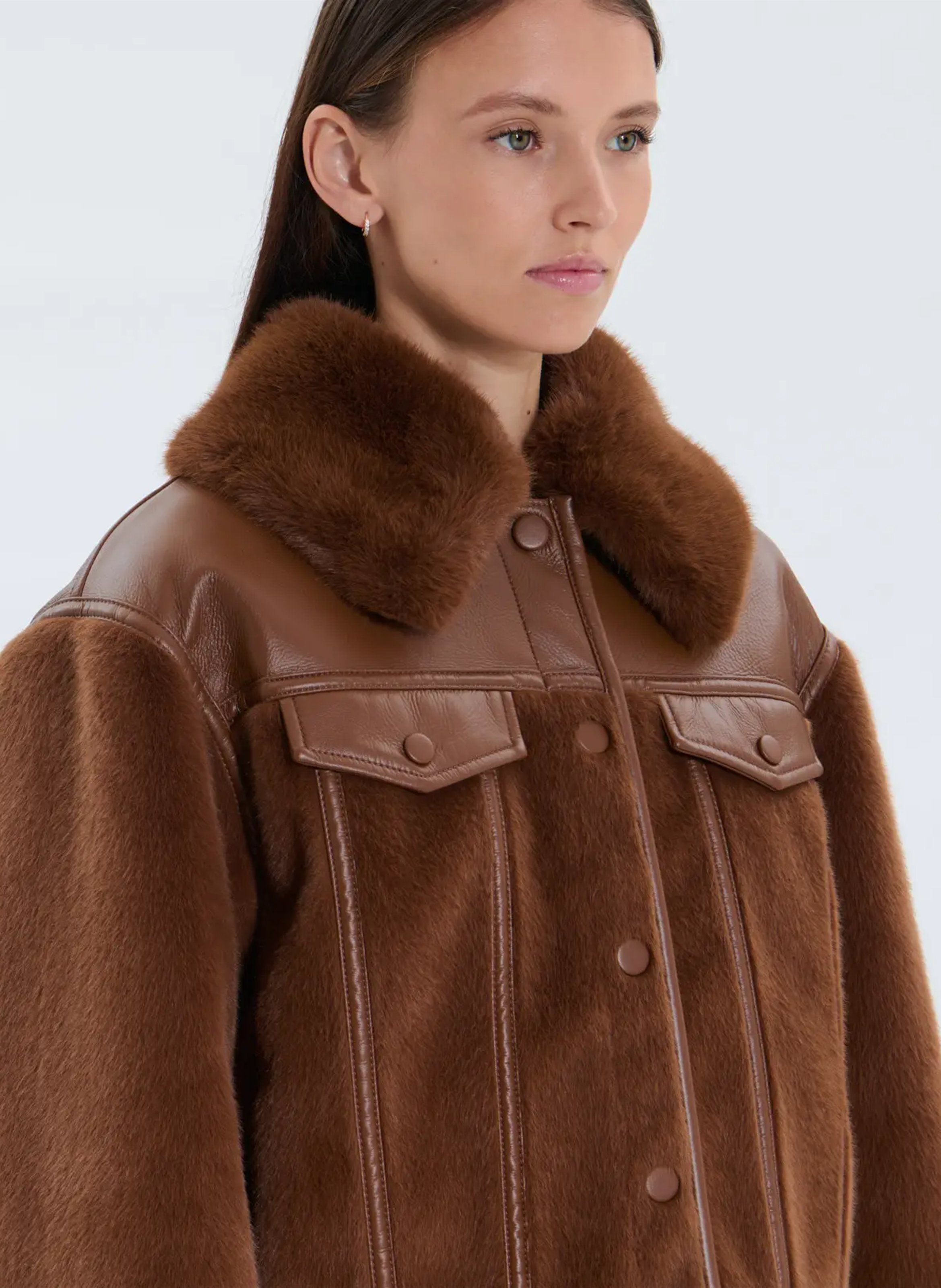 Short faux fur jacket ZAPA Brown