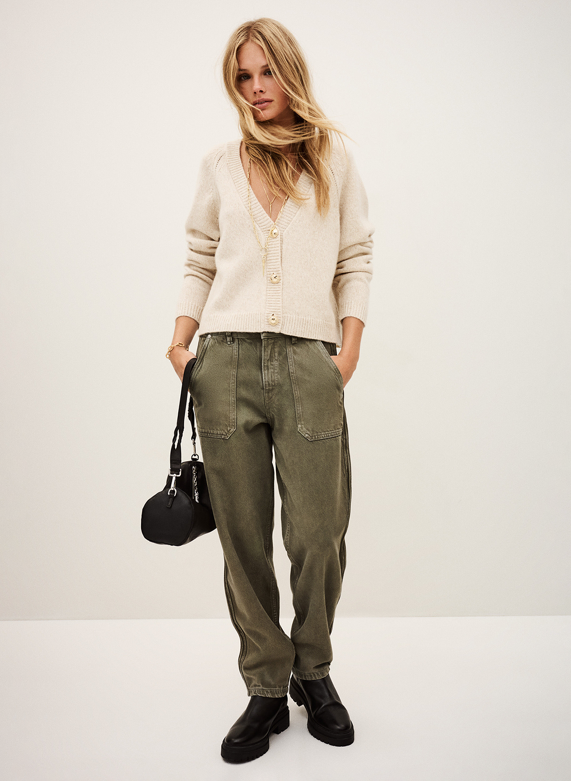 Gilet col v en cachemire BA&SH Beige