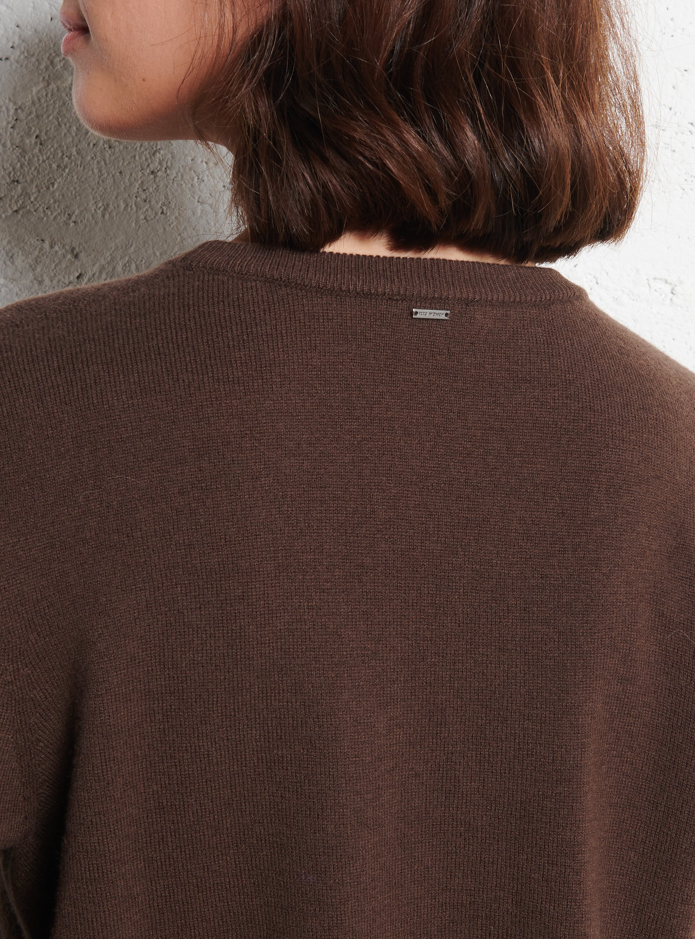 Pull ample col rond en laine IKKS Marron