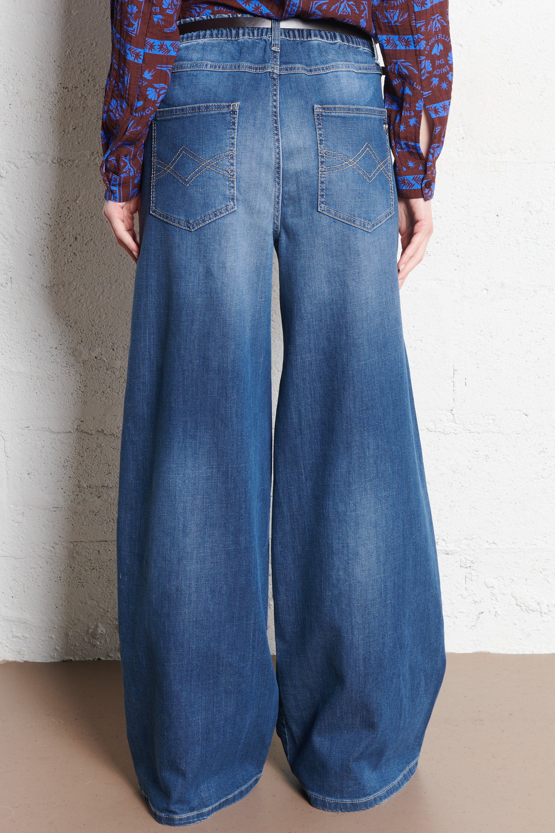Straight cotton-blend pants PLEASE Blue