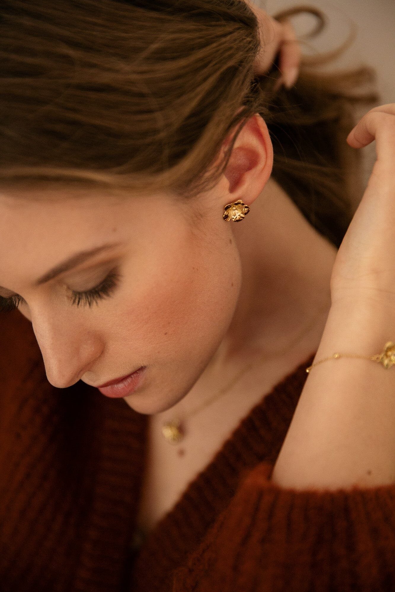 Flower stud earrings in gold-plated fine gold MONSIEUR SIMONE Silver