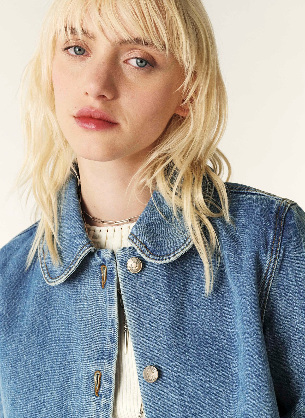 Veste courte en denim délavé BA&SH Bleu