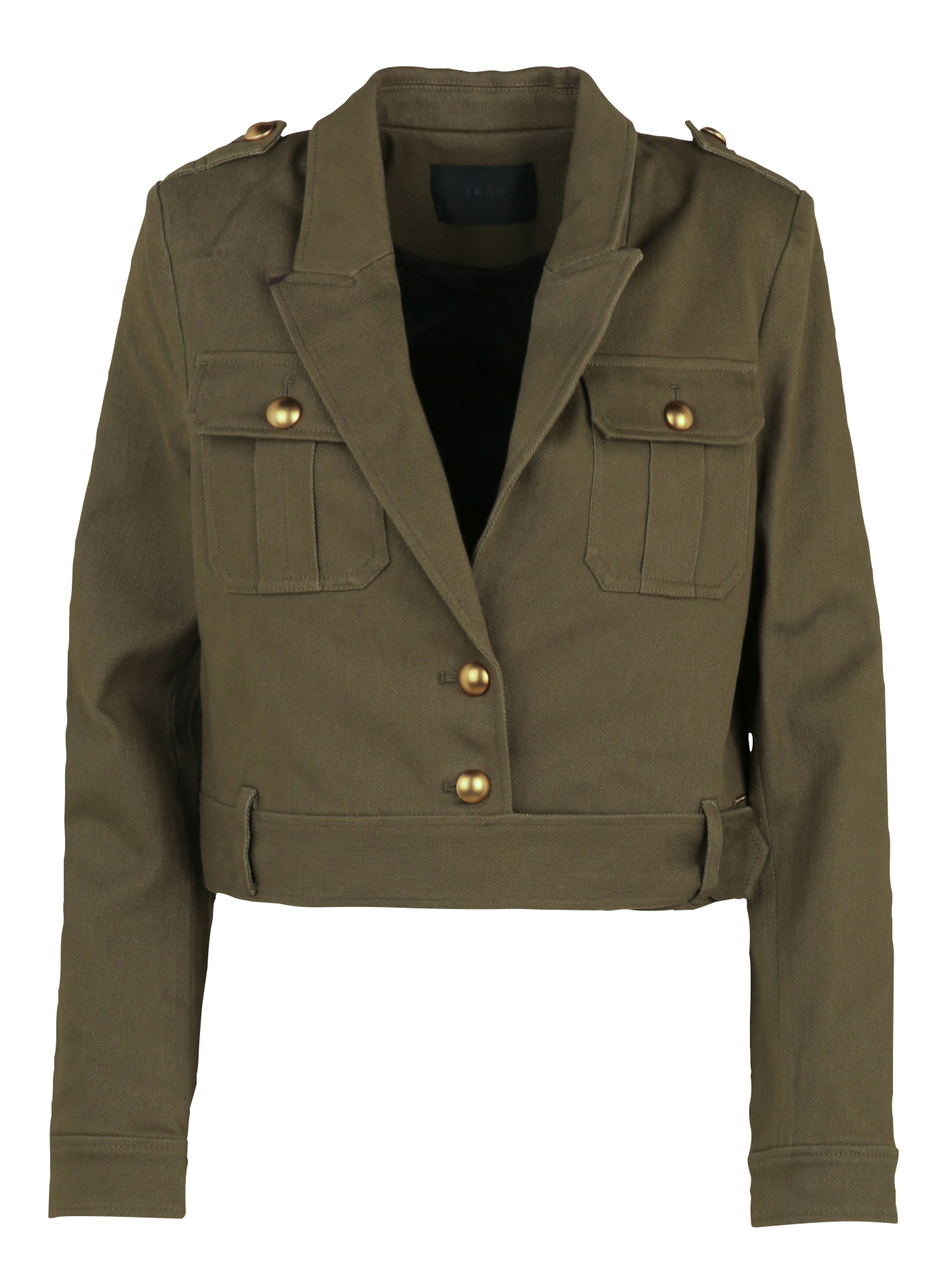 Straight blazer with tailored collar in mixed cotton IKKS Khaki