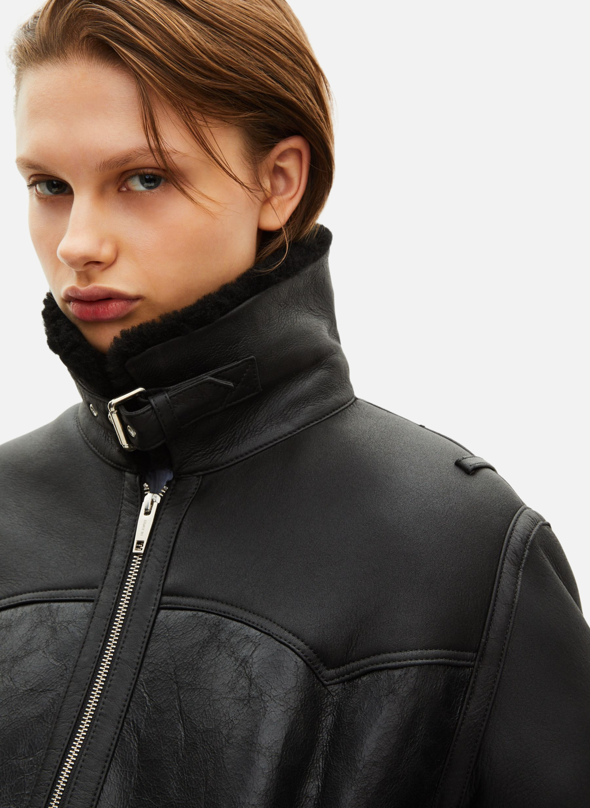 Short sheepskin coat with sherpa collar THE KOOPLES Black