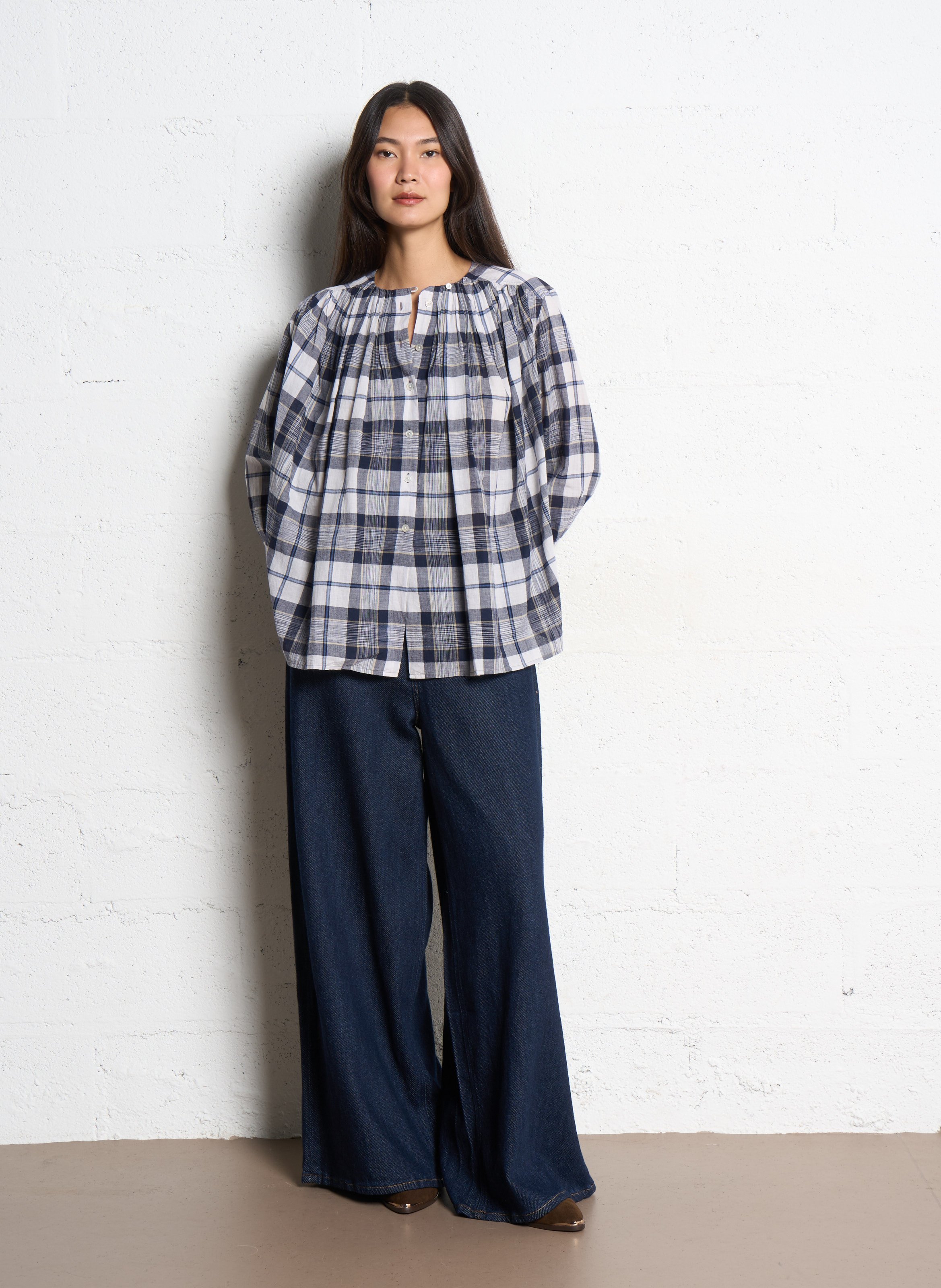 Weite Baumwollbluse LAURENCE BRAS Blau