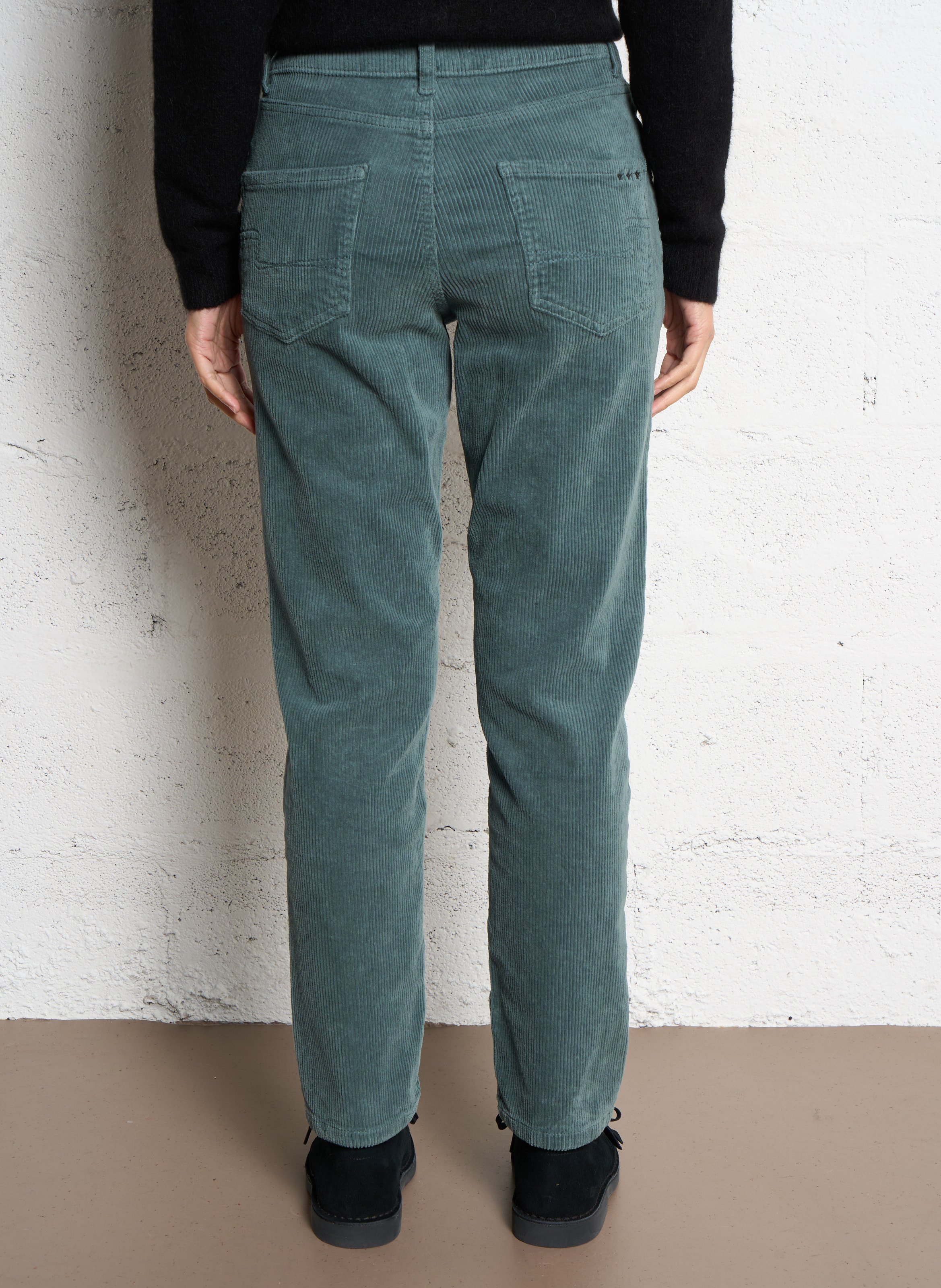 Pantalon droit velours côtelé en coton stretch  SUD EXPRESS Gris