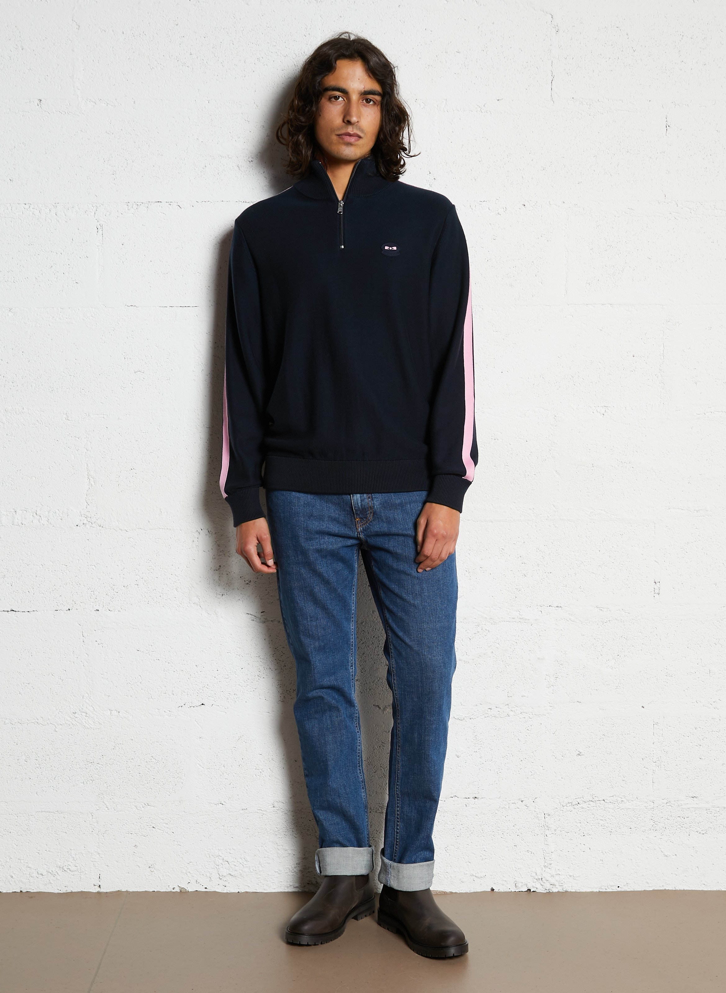 Cotton high-neck sweater EDEN PARK Blue
