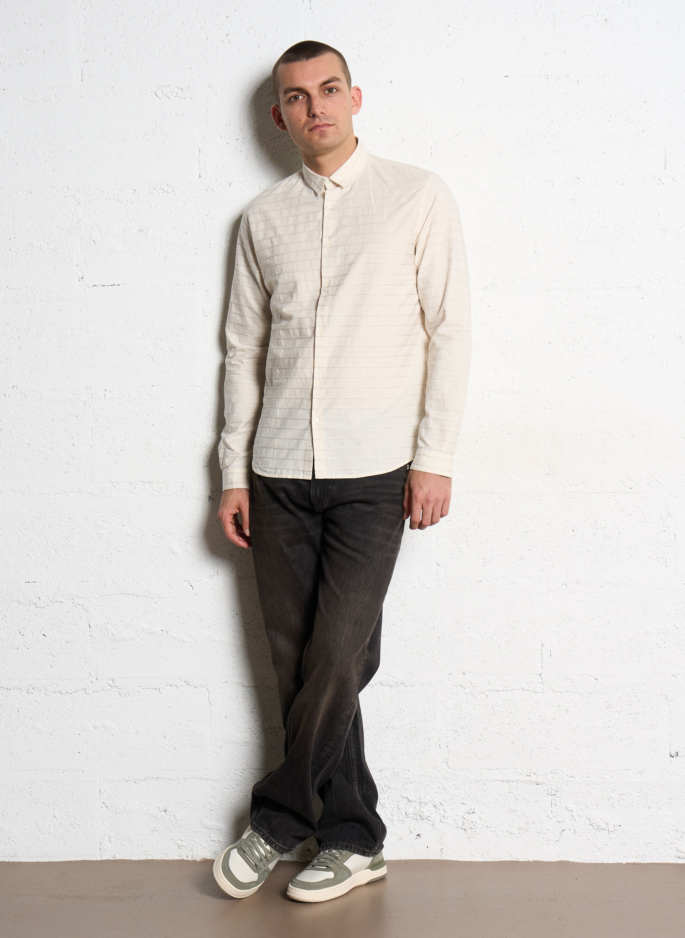 Straight shirt with pinstripes IKKS White