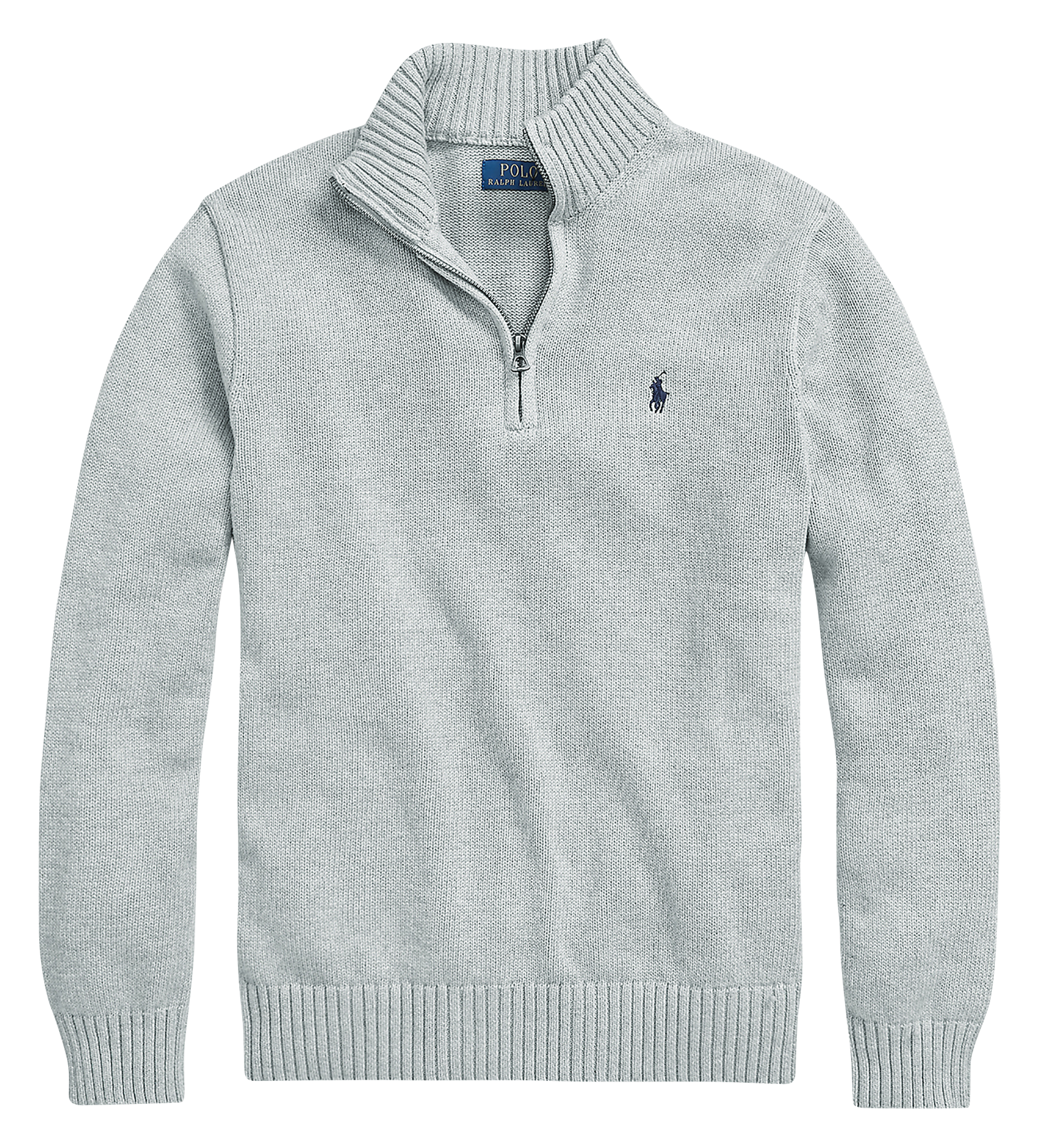 Cotton sweater with zip-up neck  Andover heather
