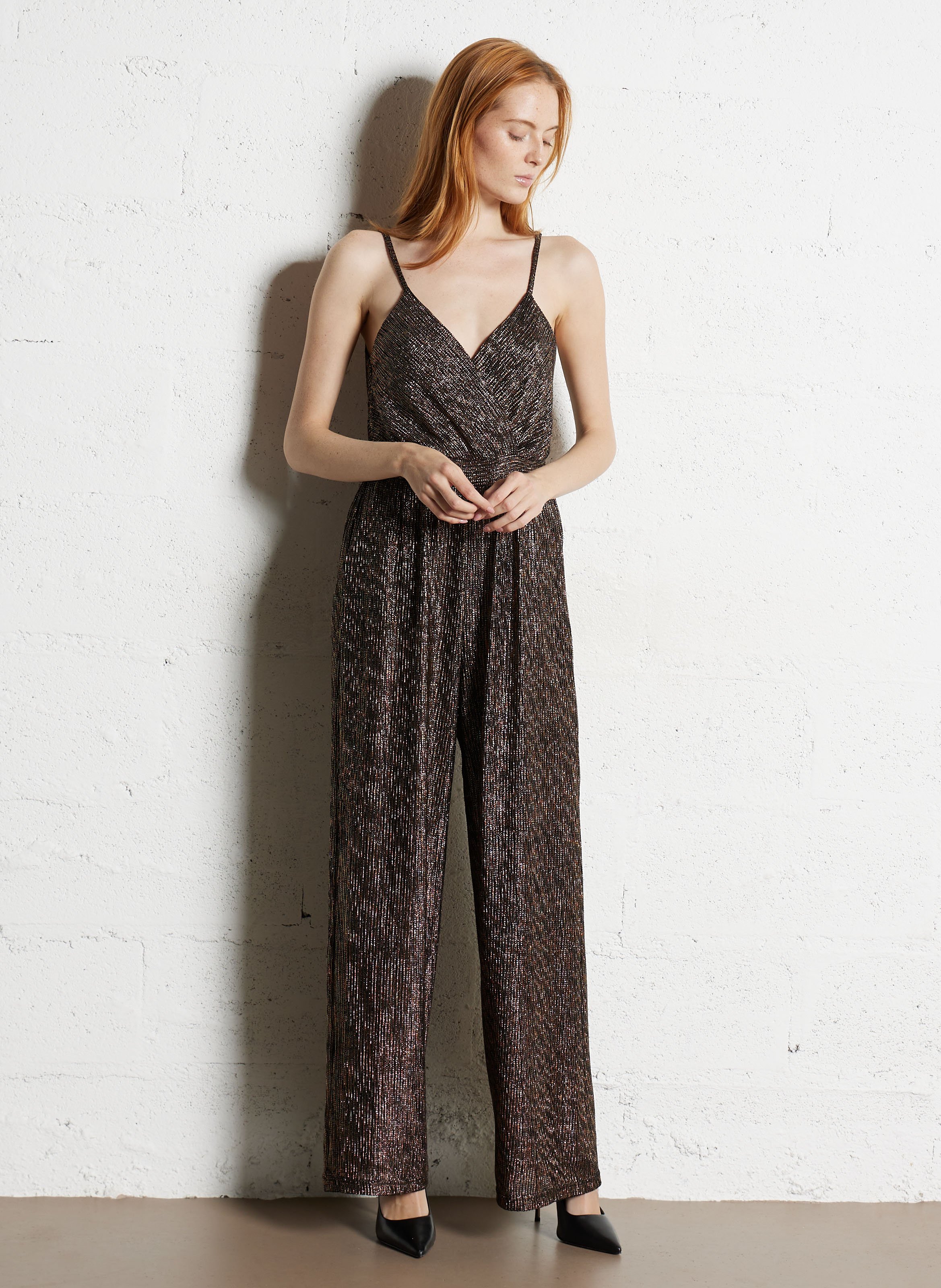 Combinaison pantalon pailletée à bretelles LA PETITE ETOILE Doré