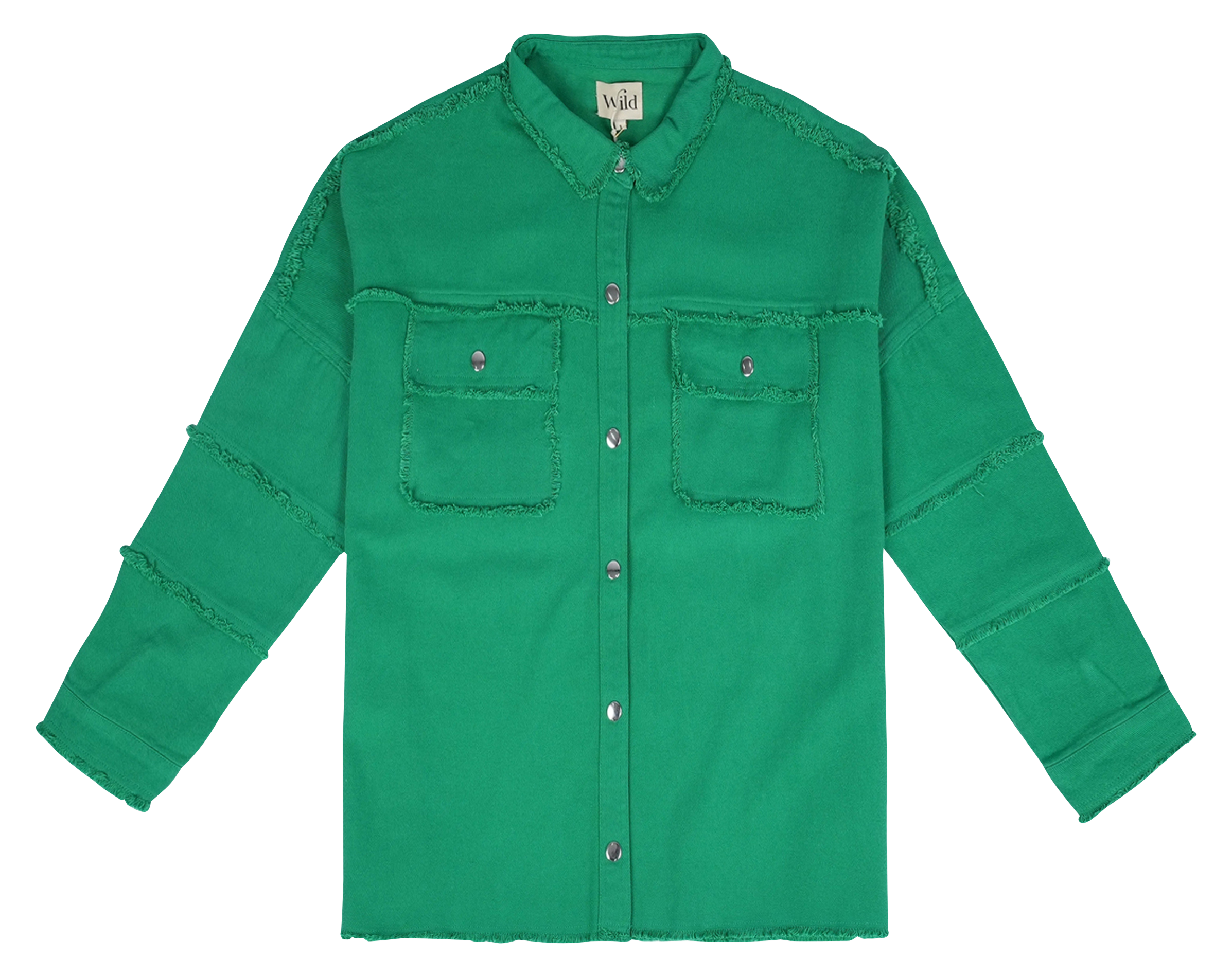 Straight cotton jacket with classic collar WILD Green