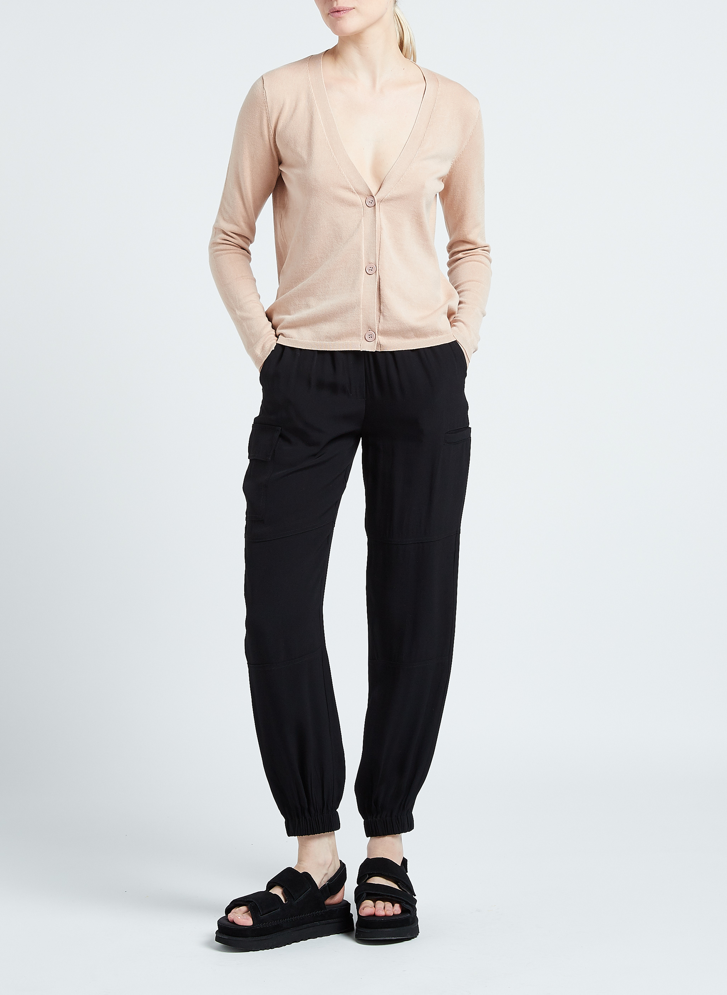 Fijngebreid vest met V-hals MAJESTIC FILATURES Roze