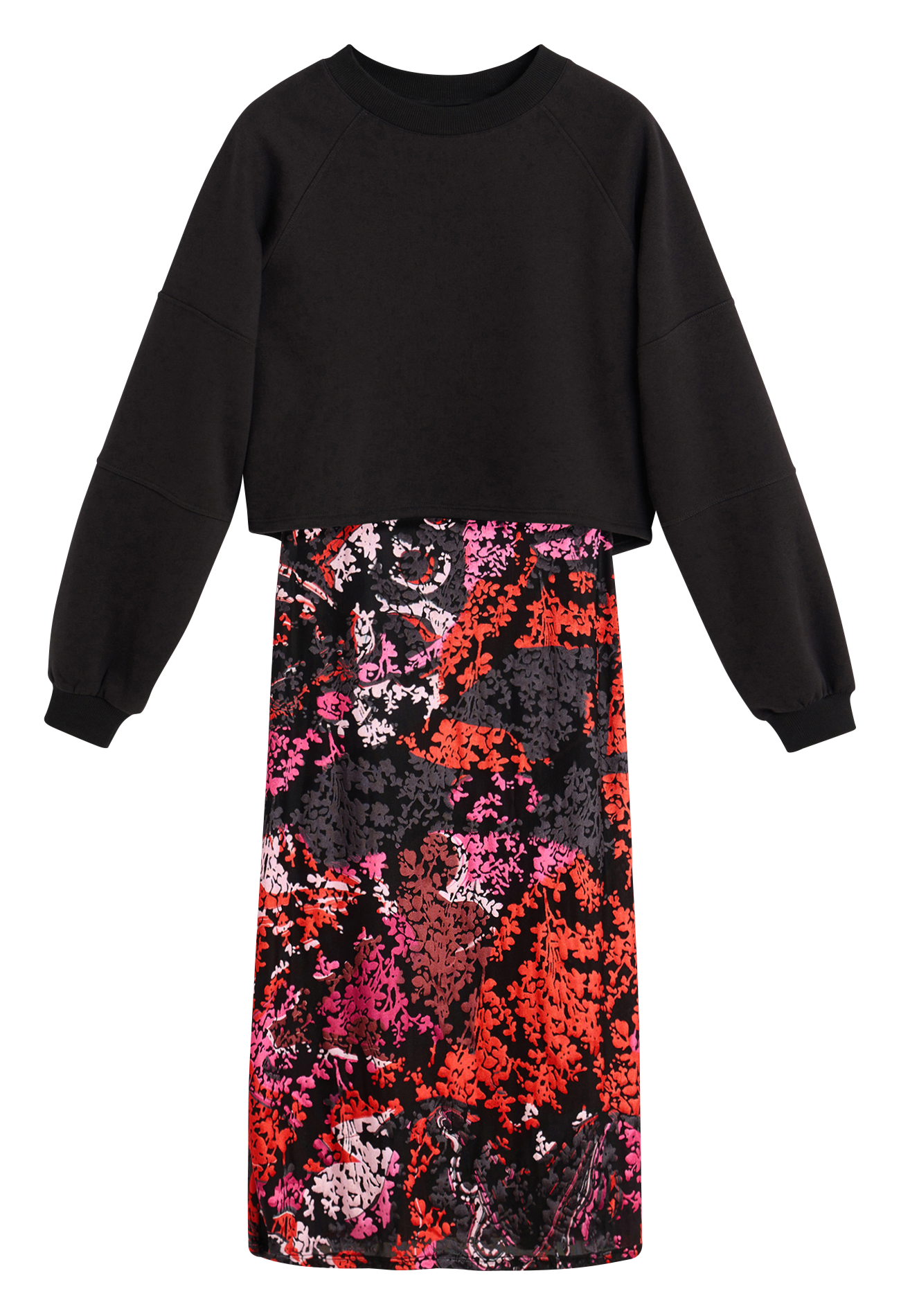 Midi-Kleid 2-in-1 mit Print DESIGUAL Schwarz