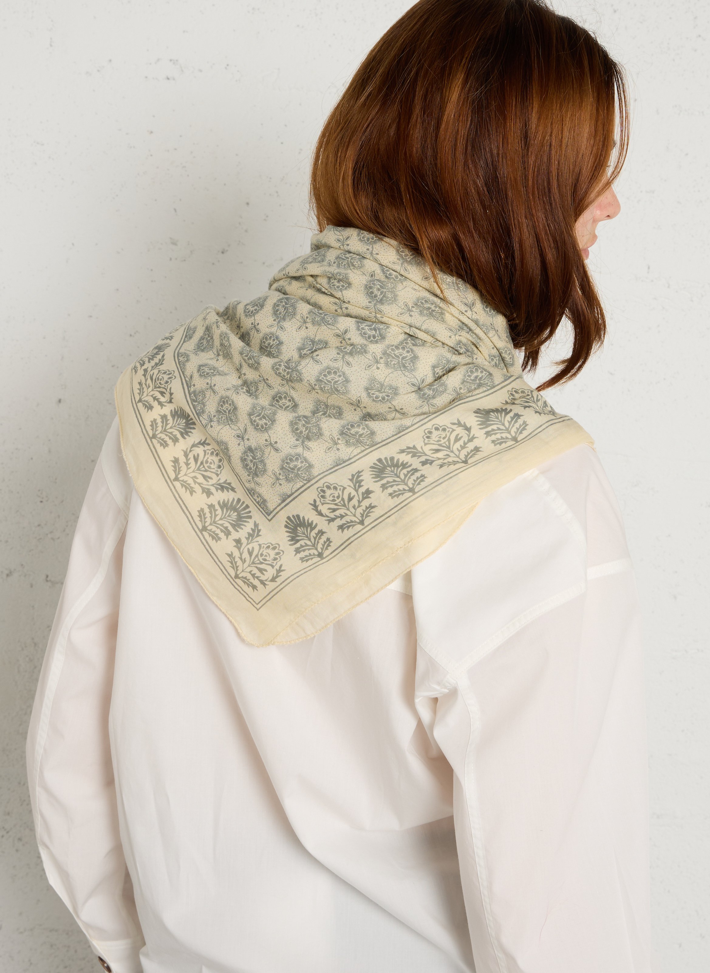 Printed cotton floaty scarf SOEUR Beige