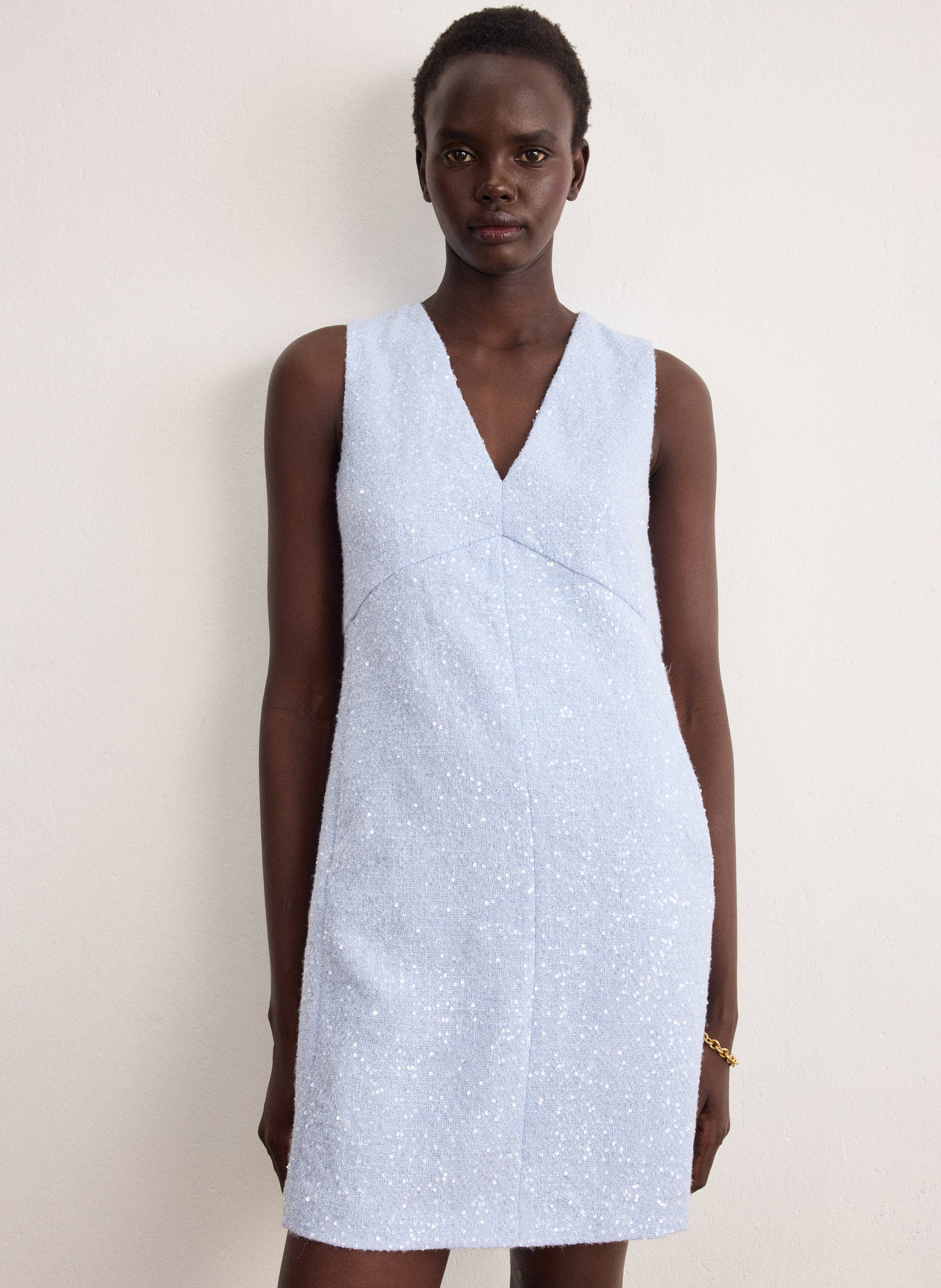 Rechte jurk met V-hals PABLO Blauw