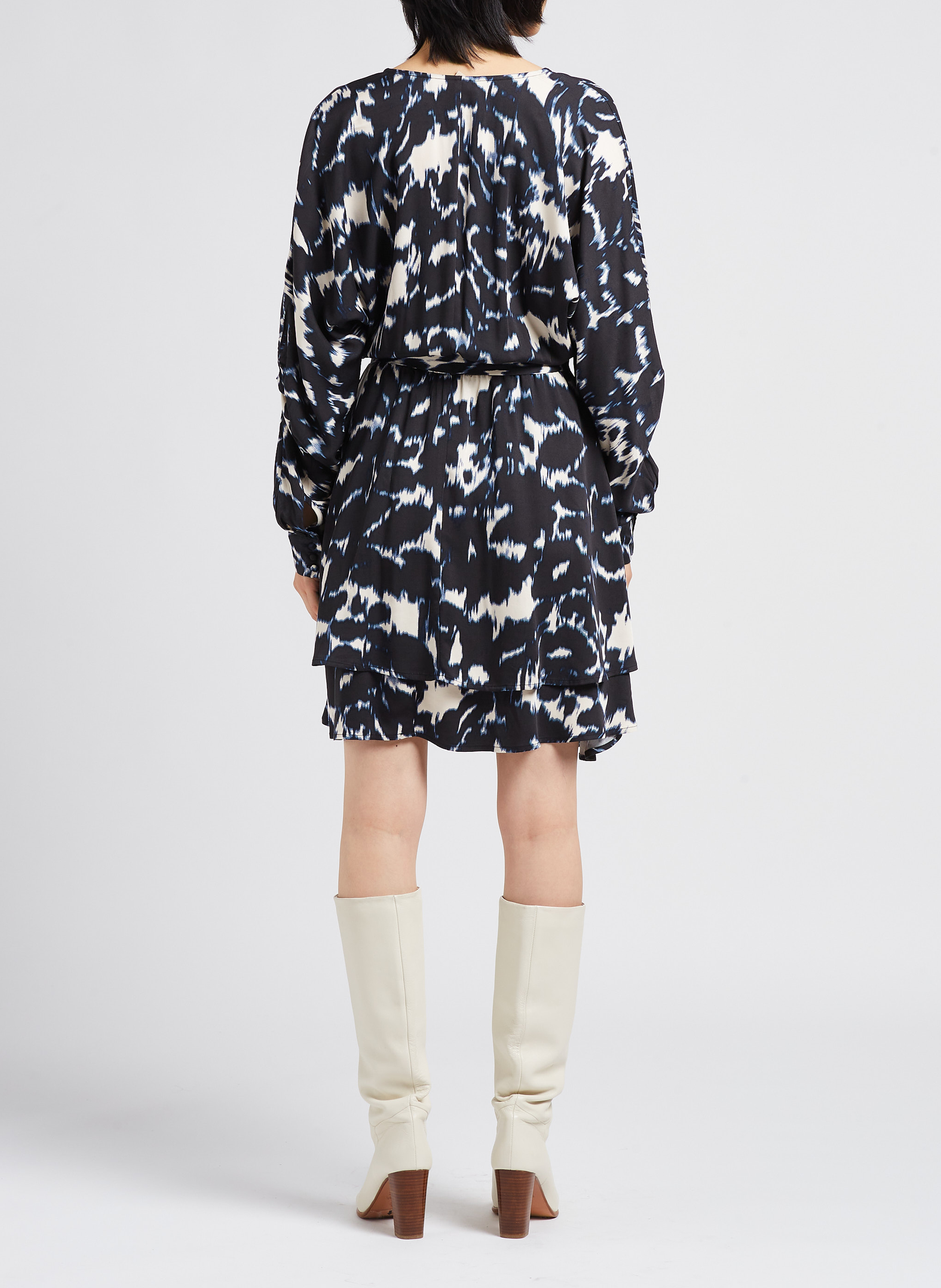 Printed V-neck slim-fit short dress VILA Blue