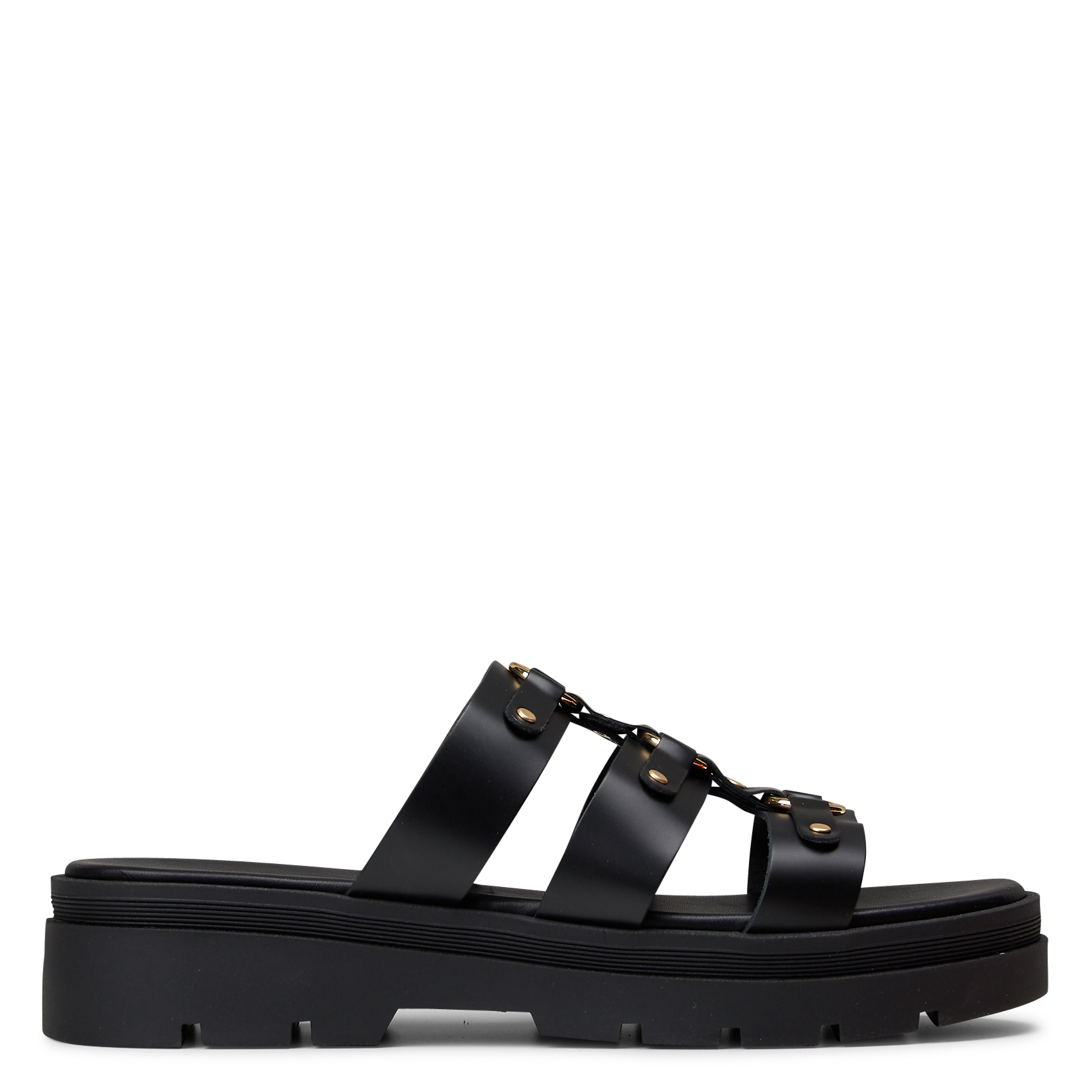 Flat calfskin leather sandals JB MARTIN Black