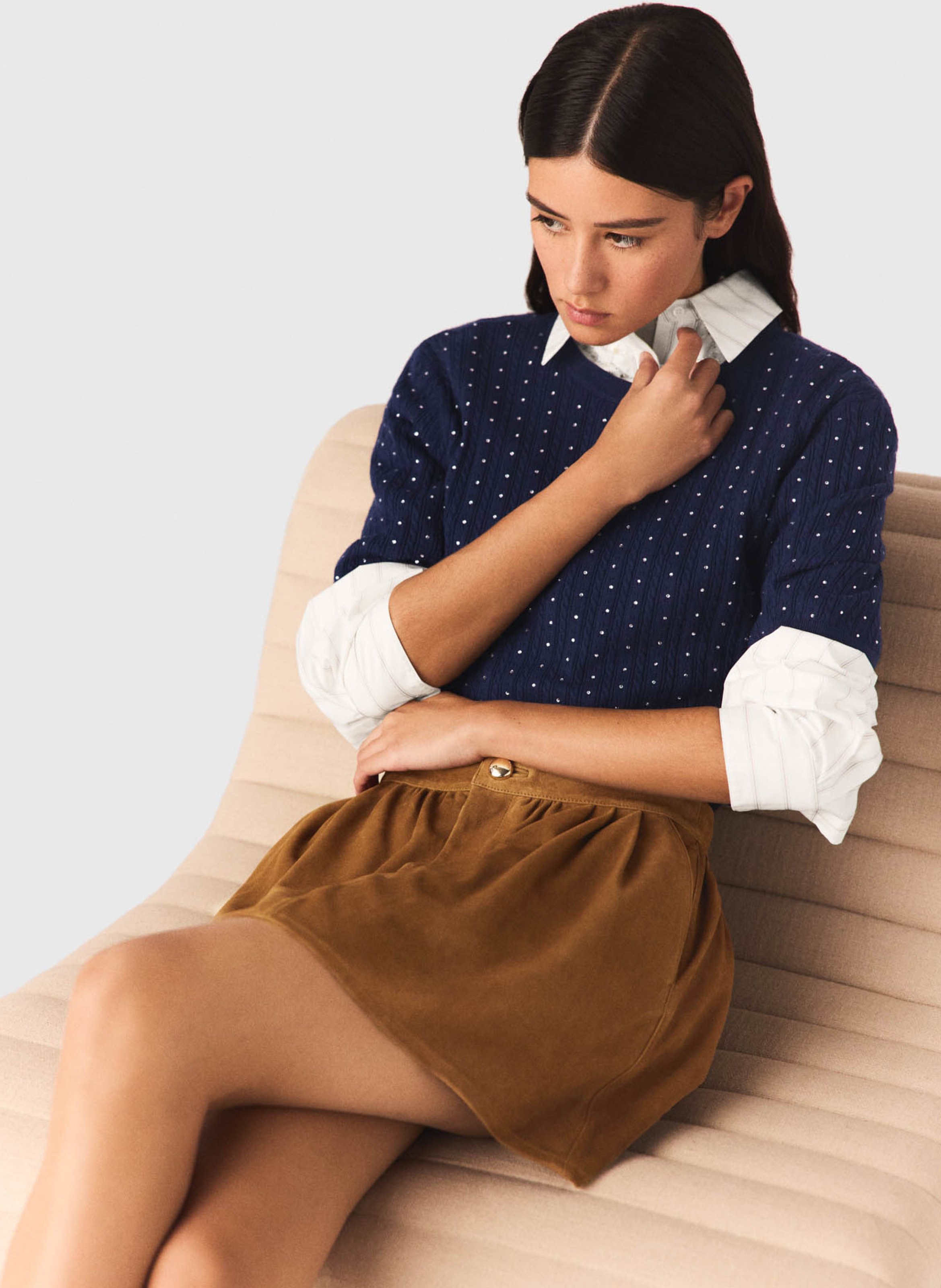 Flared leather skirt MAJE Beige