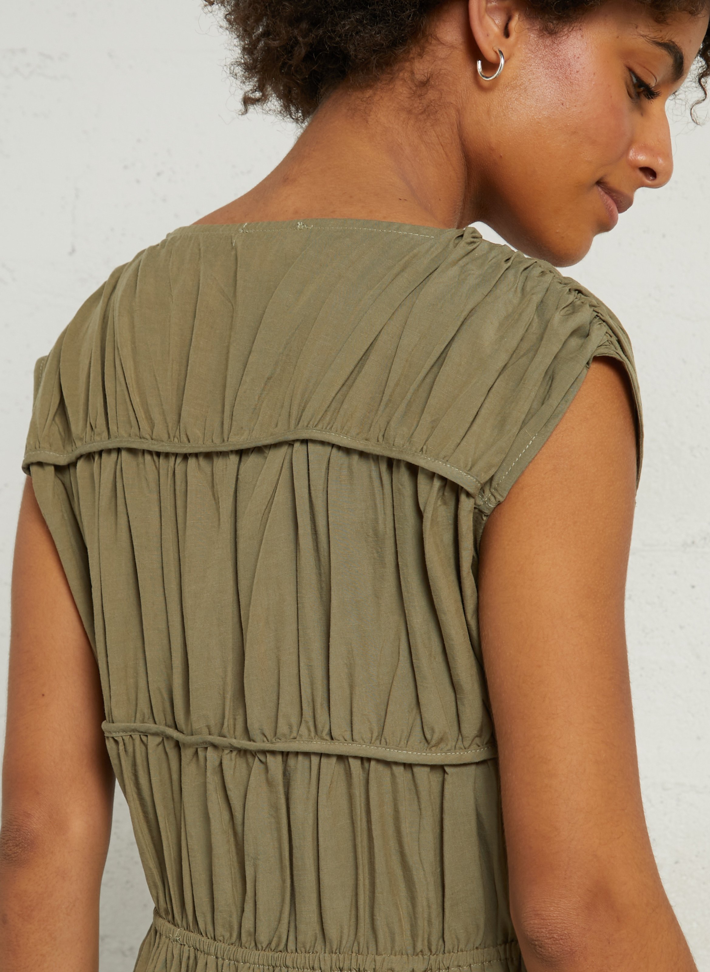 Long V-neck dress THE KORNER Khaki
