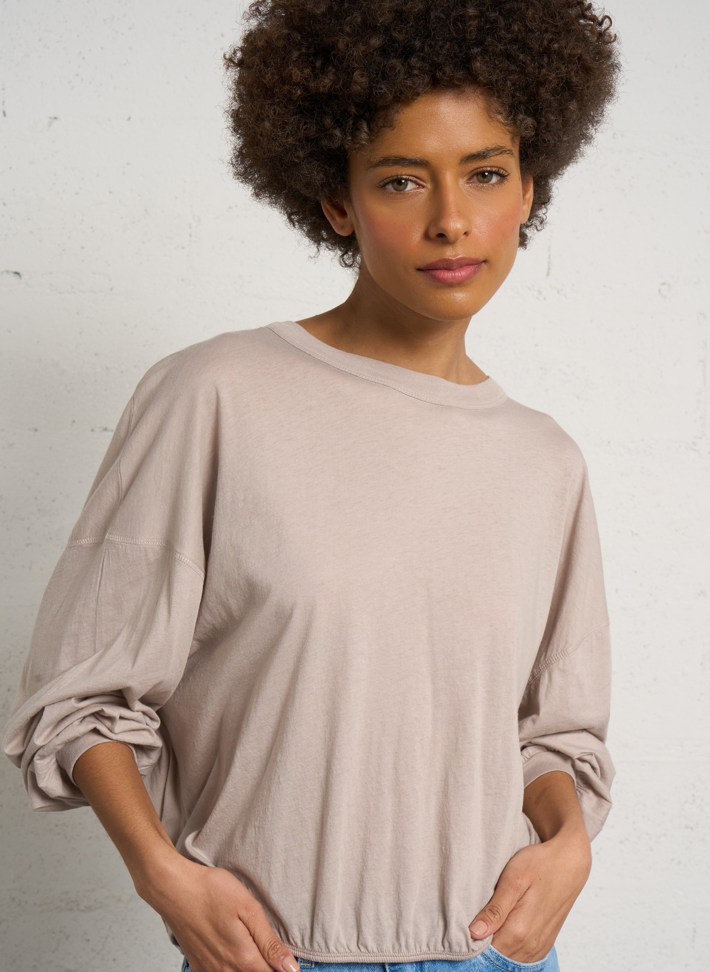 Oversize T-Shirt aus Baumwolle AMERICAN VINTAGE Beige