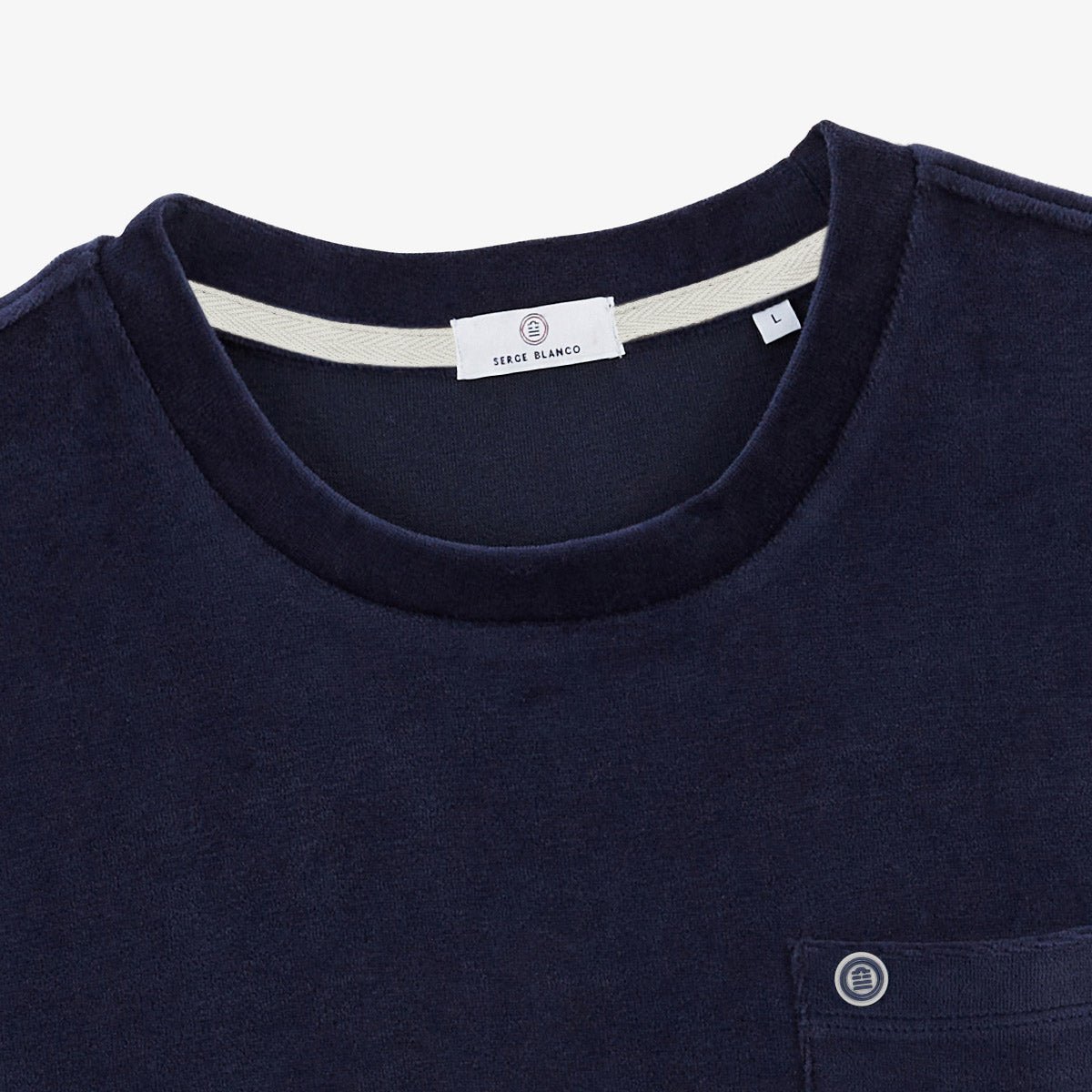 Round neck terry cloth t-shirt SERGE BLANCO Blue