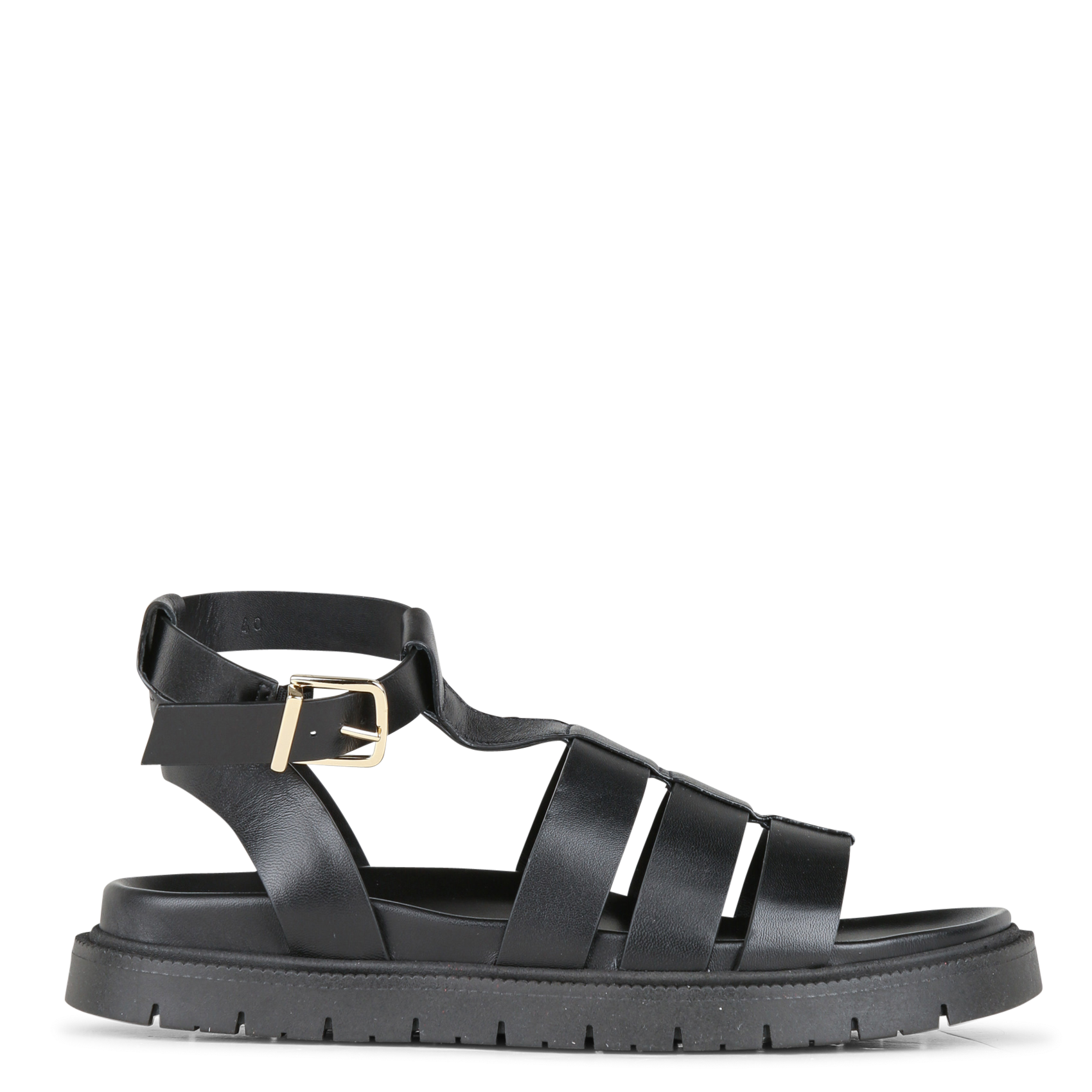 Avarca Berlin - Flache Ledersandalen mit Samt BOBBIES Schwarz