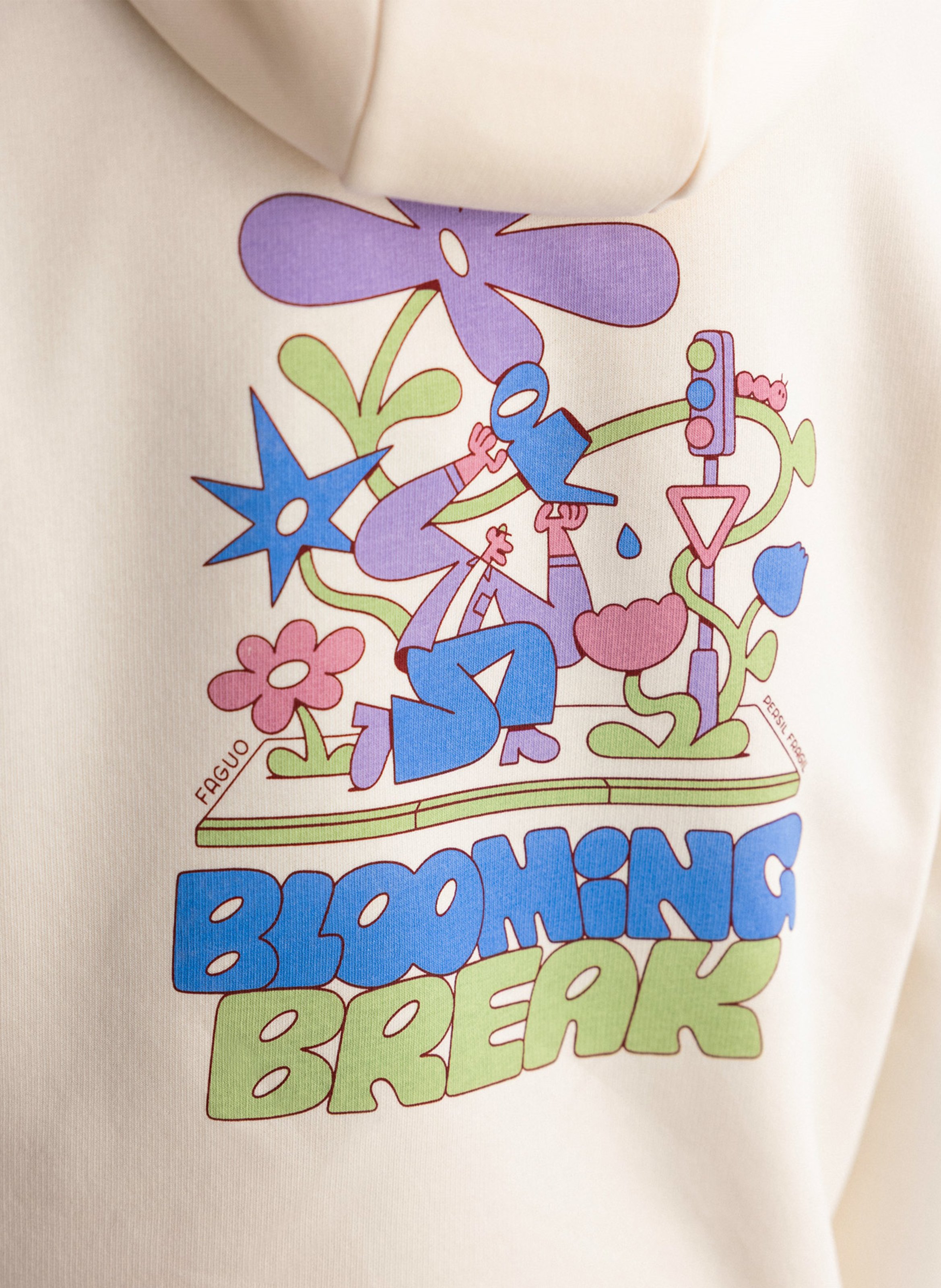 Rechte sweater met ronde hals en capuchon van katoenmix FAGUO Beige