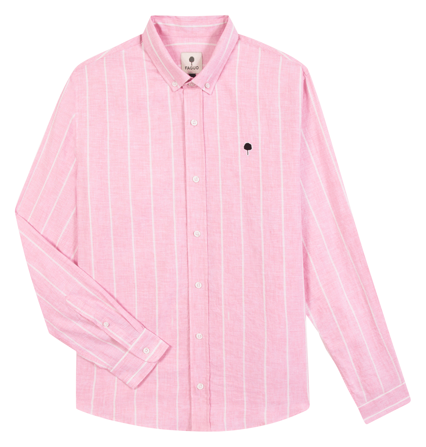 Gerade gestreiftes Hemd aus Baumwolle und Leinen FAGUO Rosa