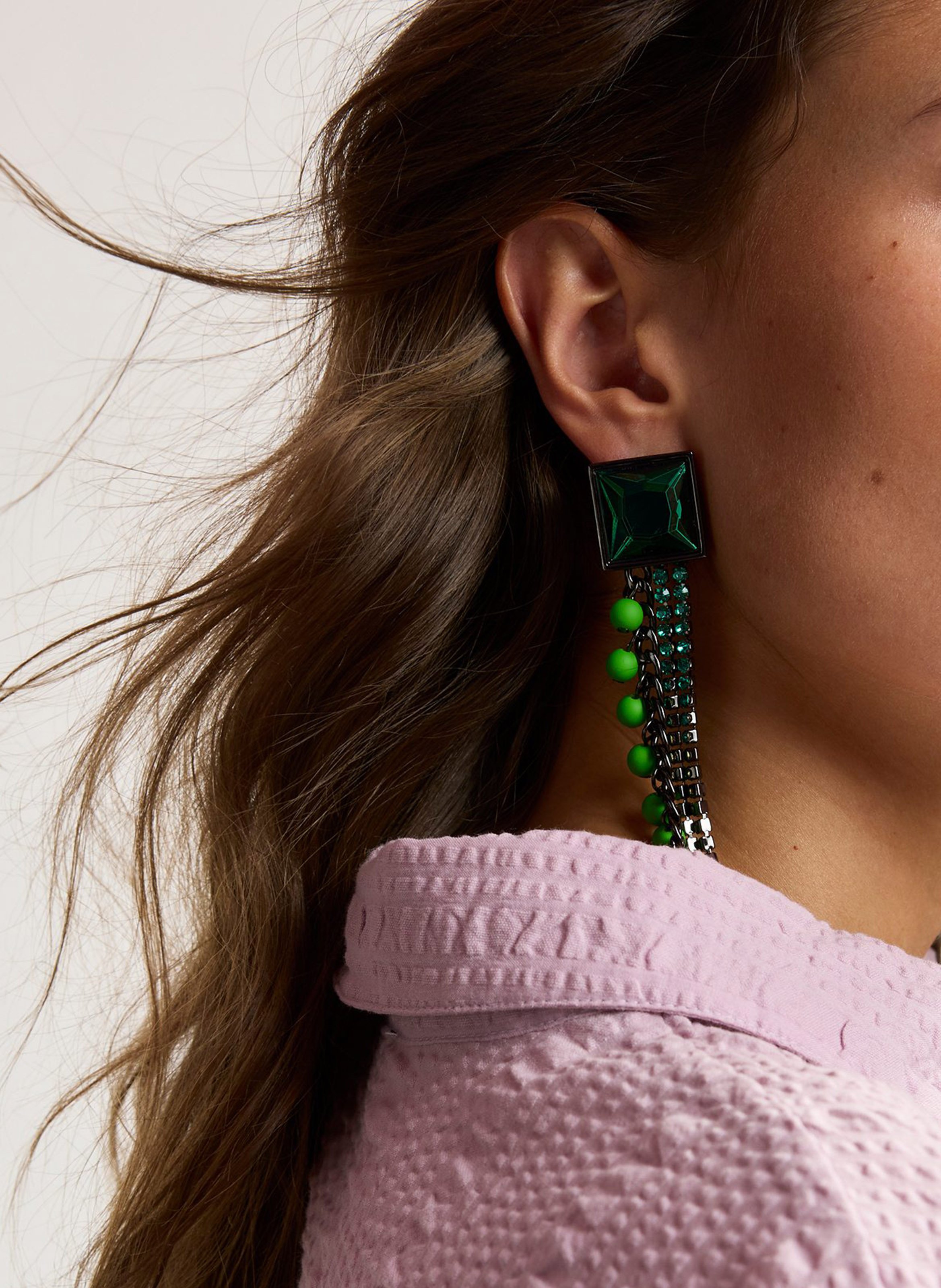 Boucles d'oreilles pendantes à strass ESSENTIEL ANTWERP Vert