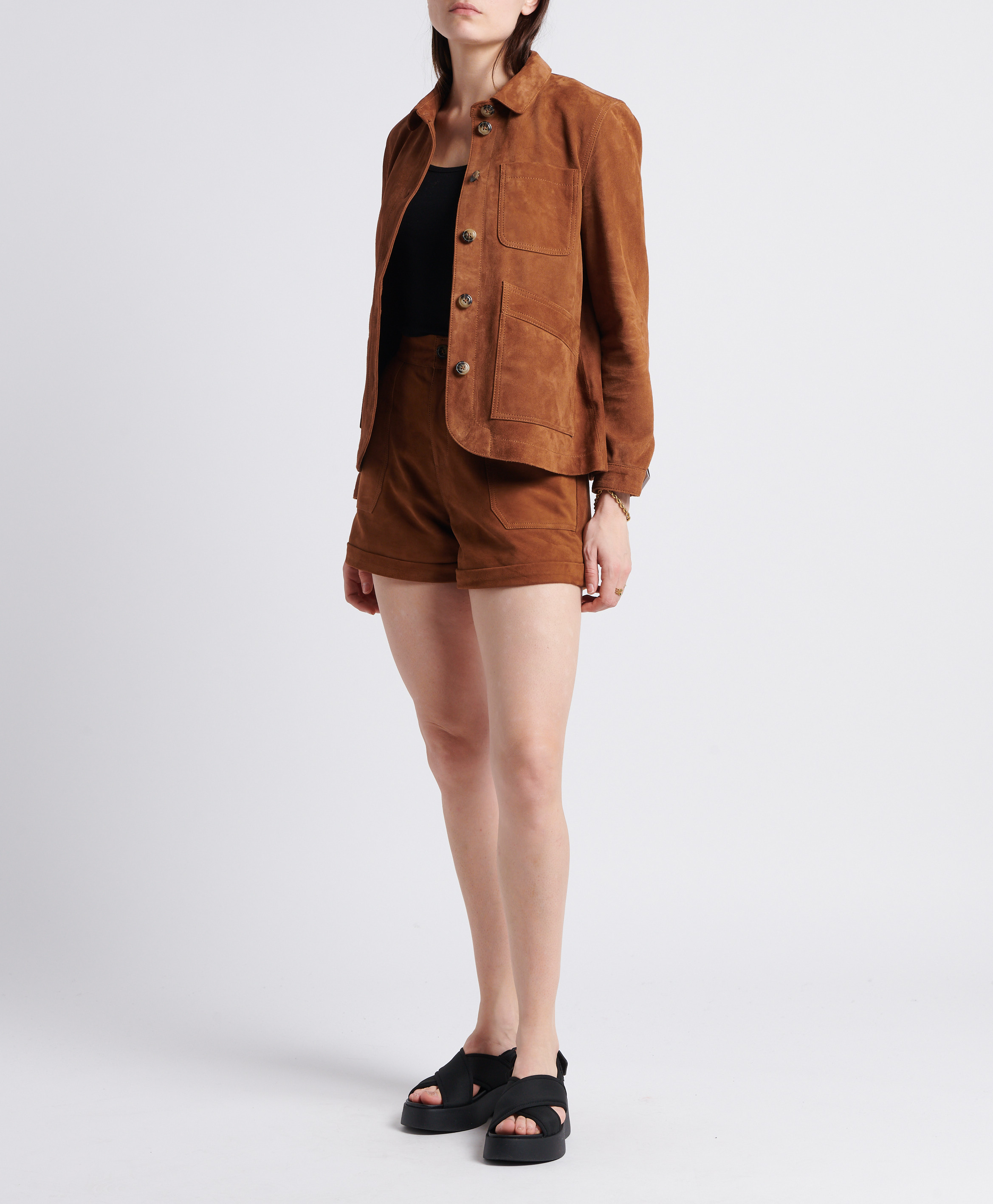 Velourslederjacke mit klassischem Kragen LA PETITE ETOILE Braun