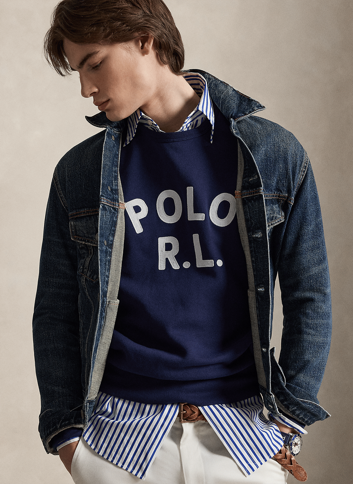 Straight-cut cotton-blend sweater with round neck POLO RALPH LAUREN Blue