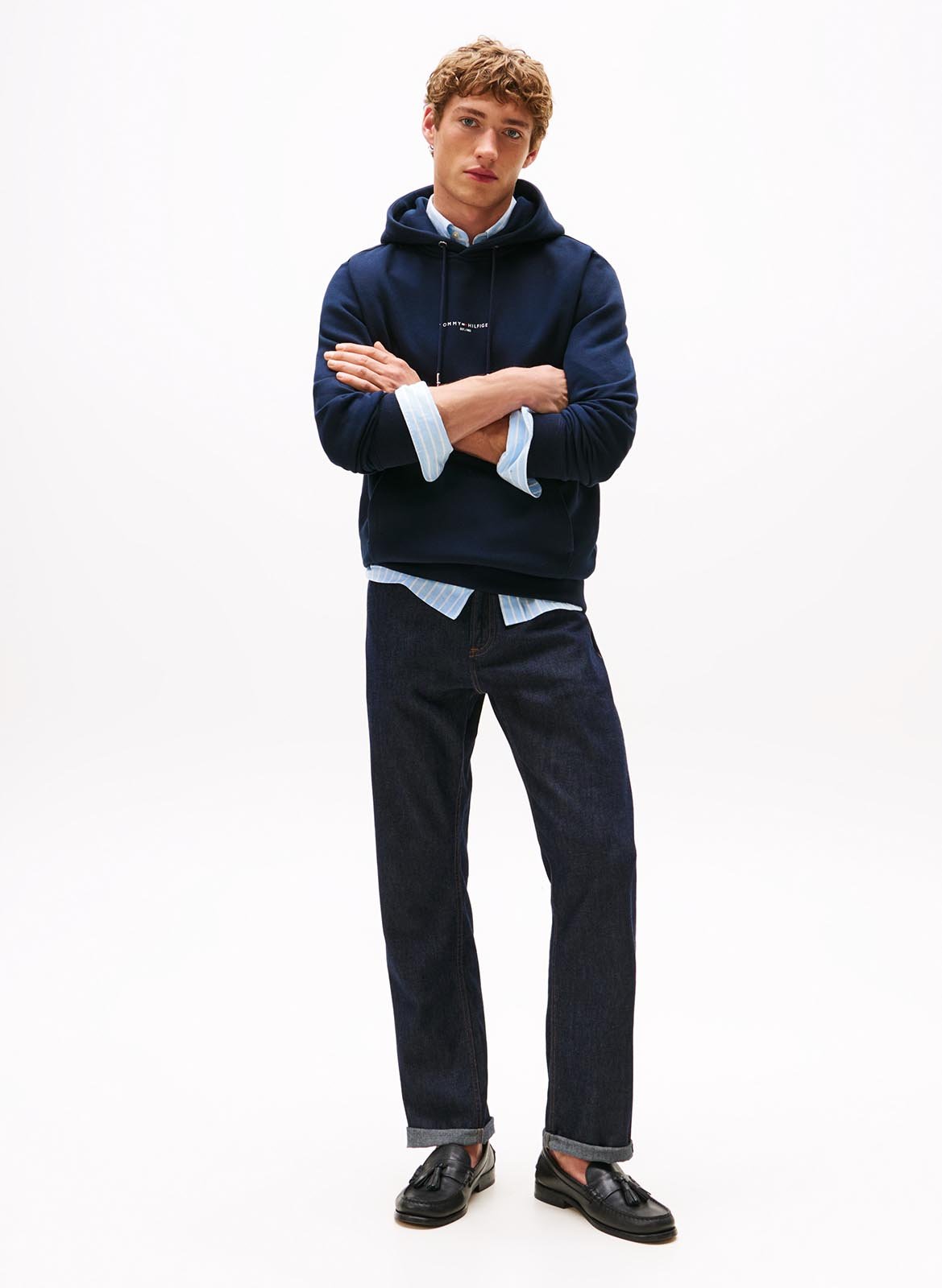 Straight-fit organic cotton-blend sweatshirt TOMMY HILFIGER Blue