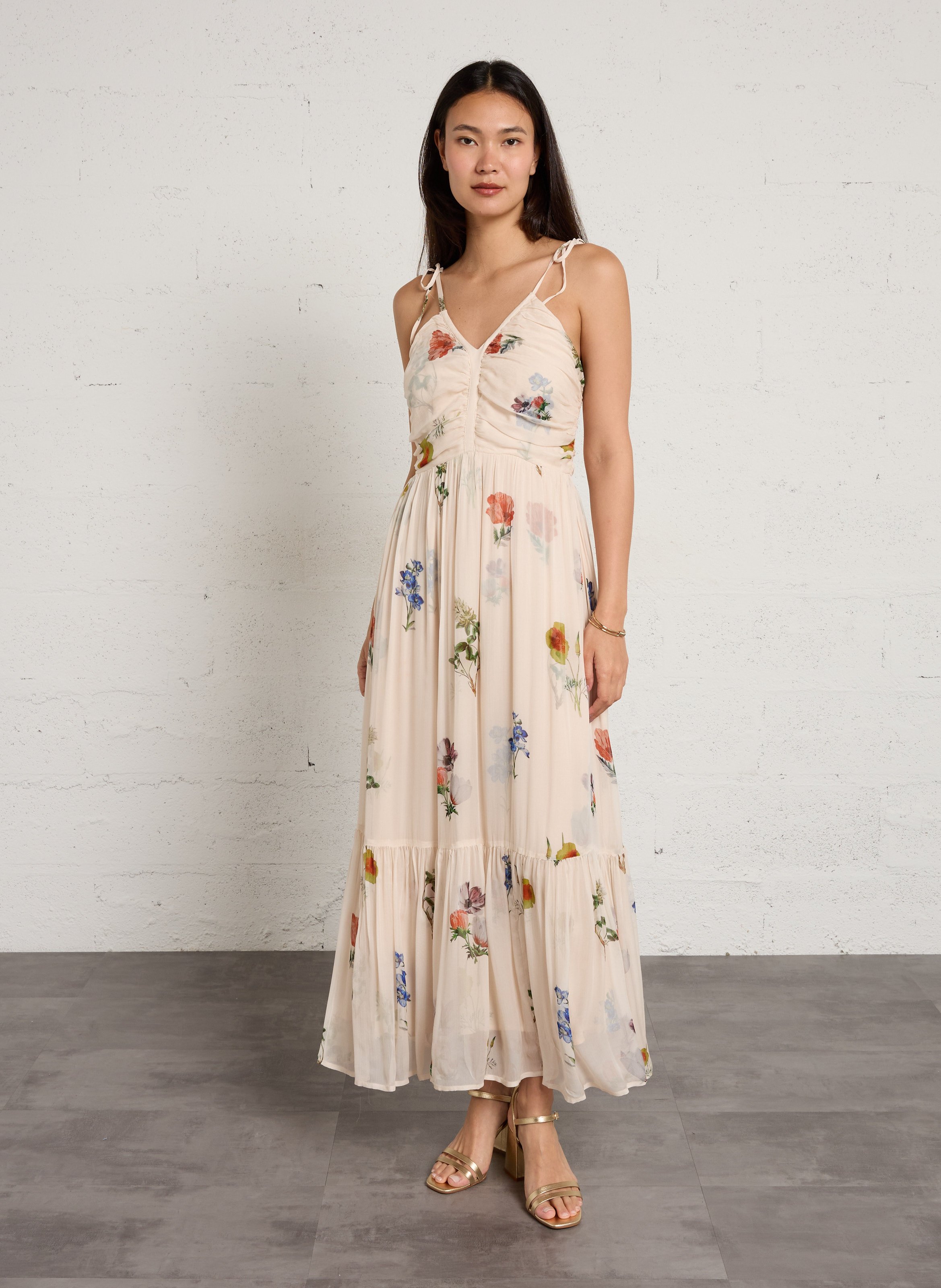 Bedrucktes Maxikleid aus 100% Viskose BERENICE Mehrfarbig