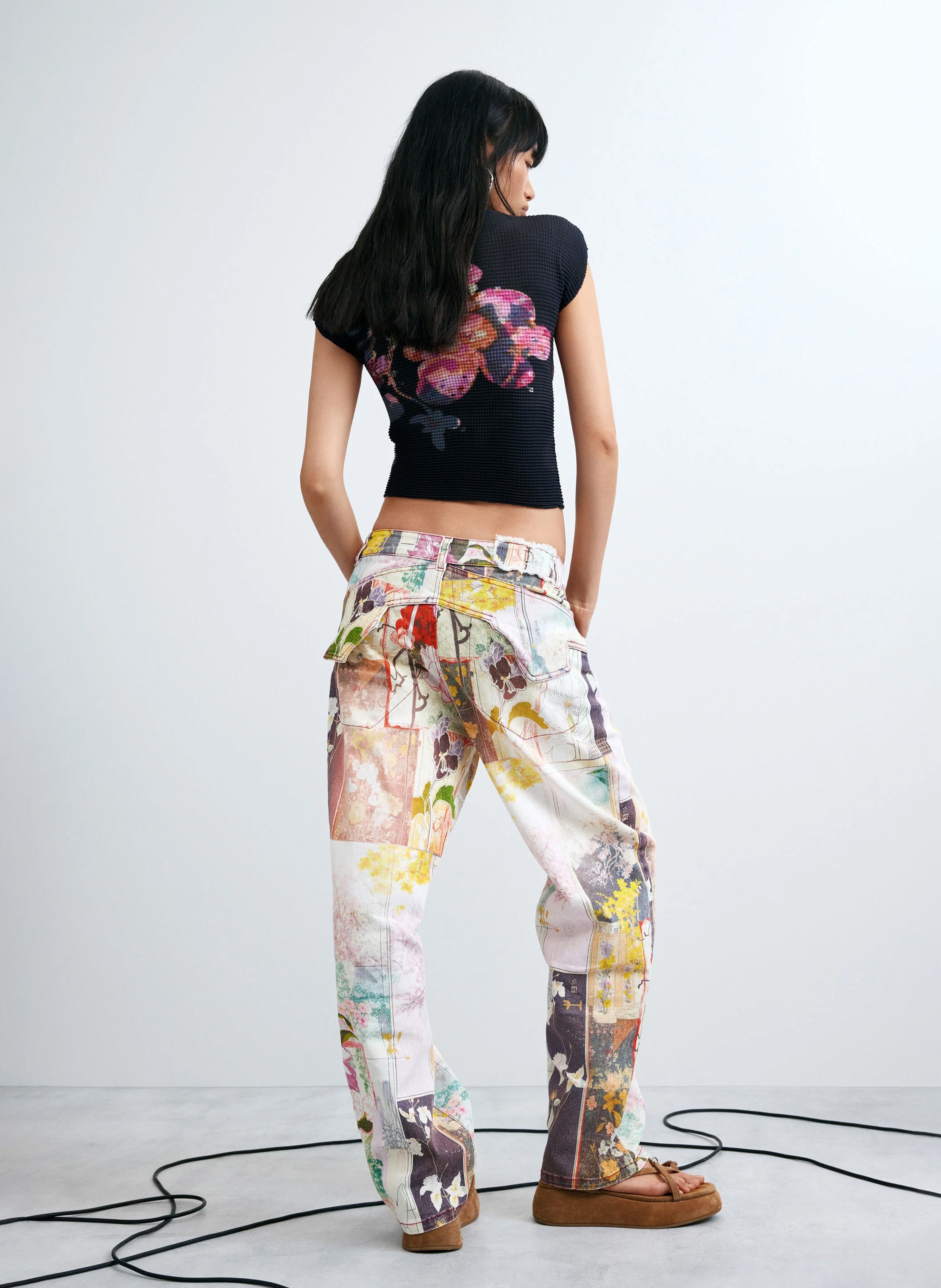 Jean droit patchwork DESIGUAL Multicolore