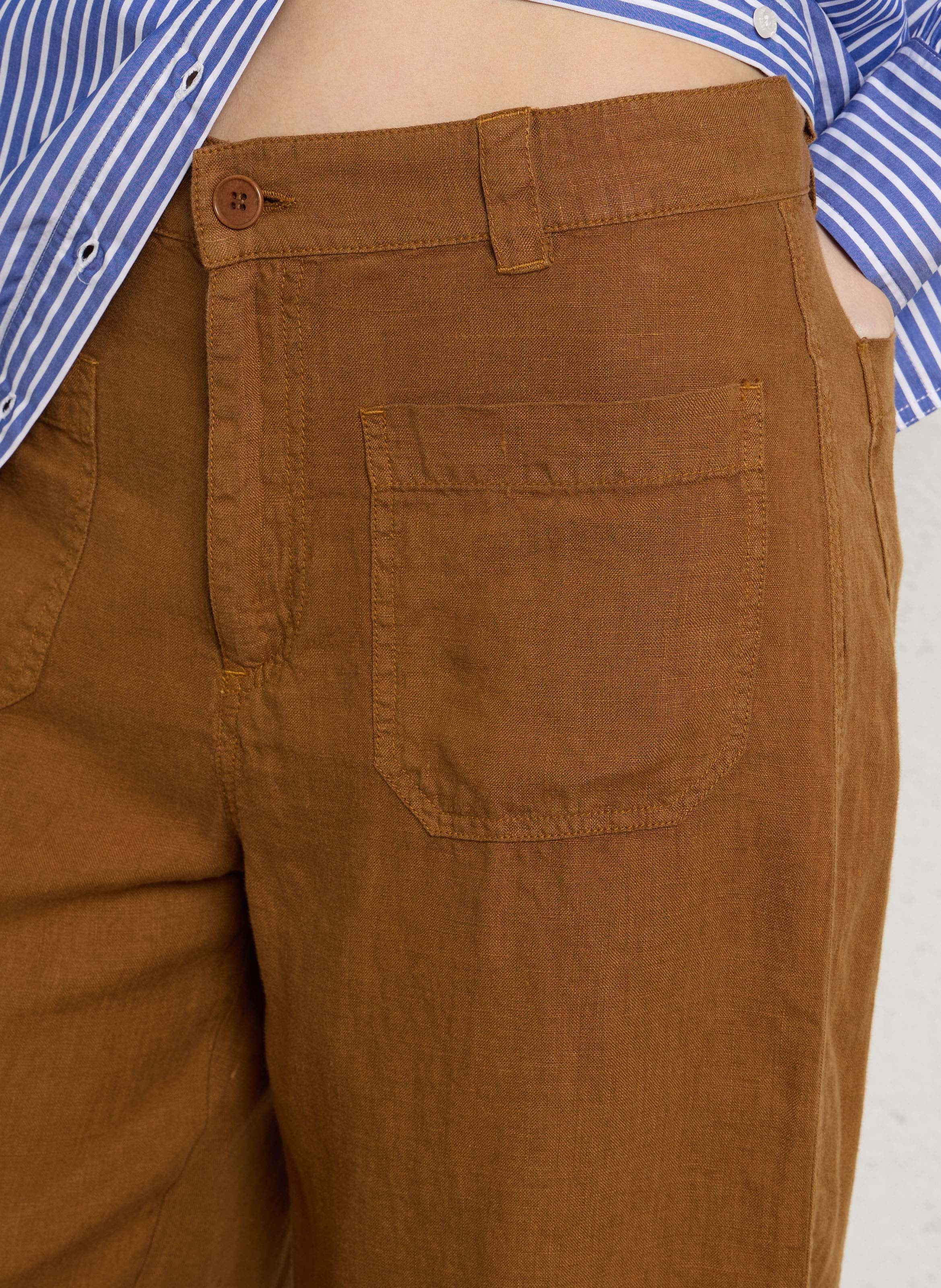 Rechte linnen pantalon BENSIMON Bruin
