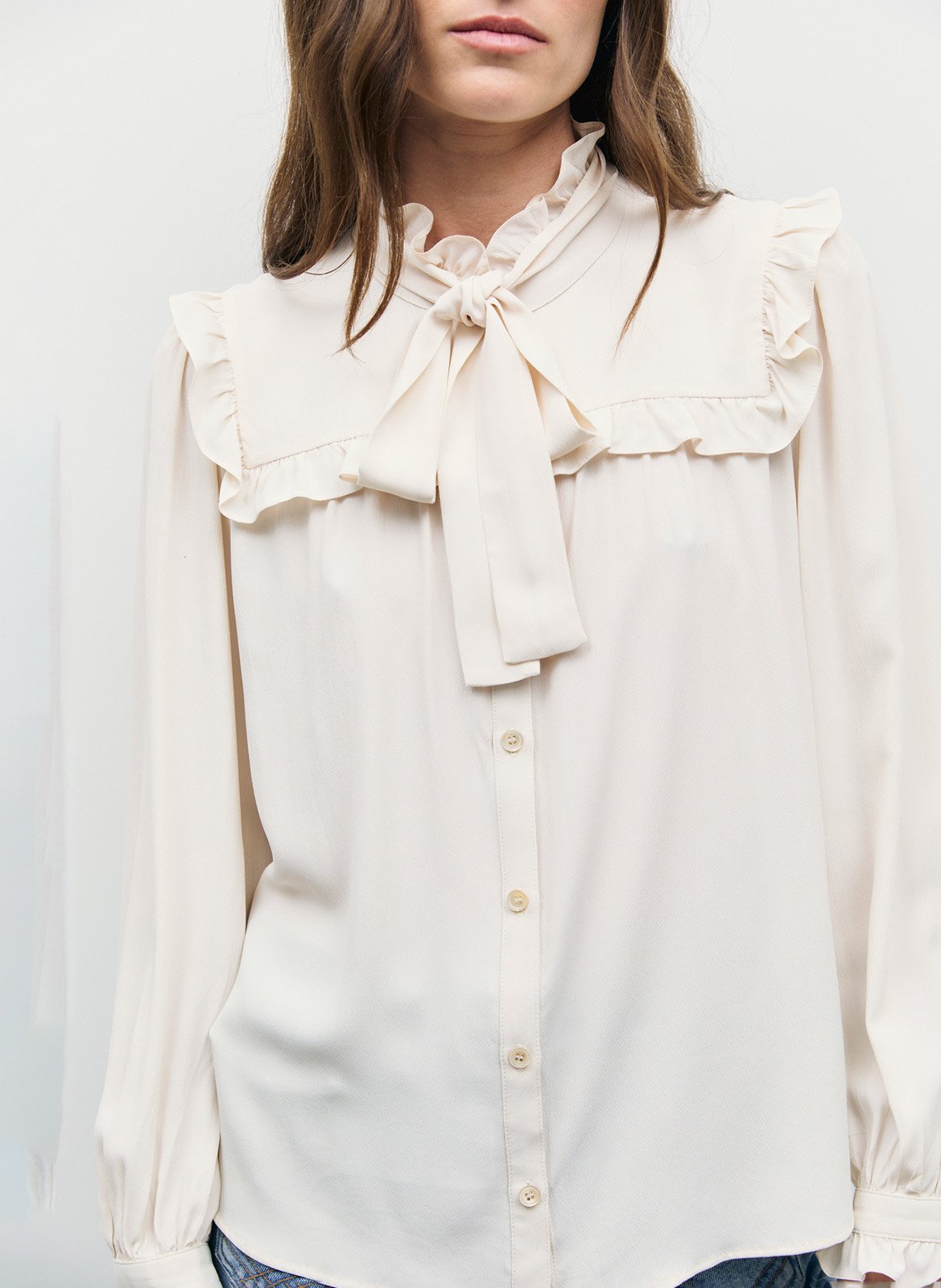 Fließendes Hemd mit kleinen Volants GERARD DAREL Beige