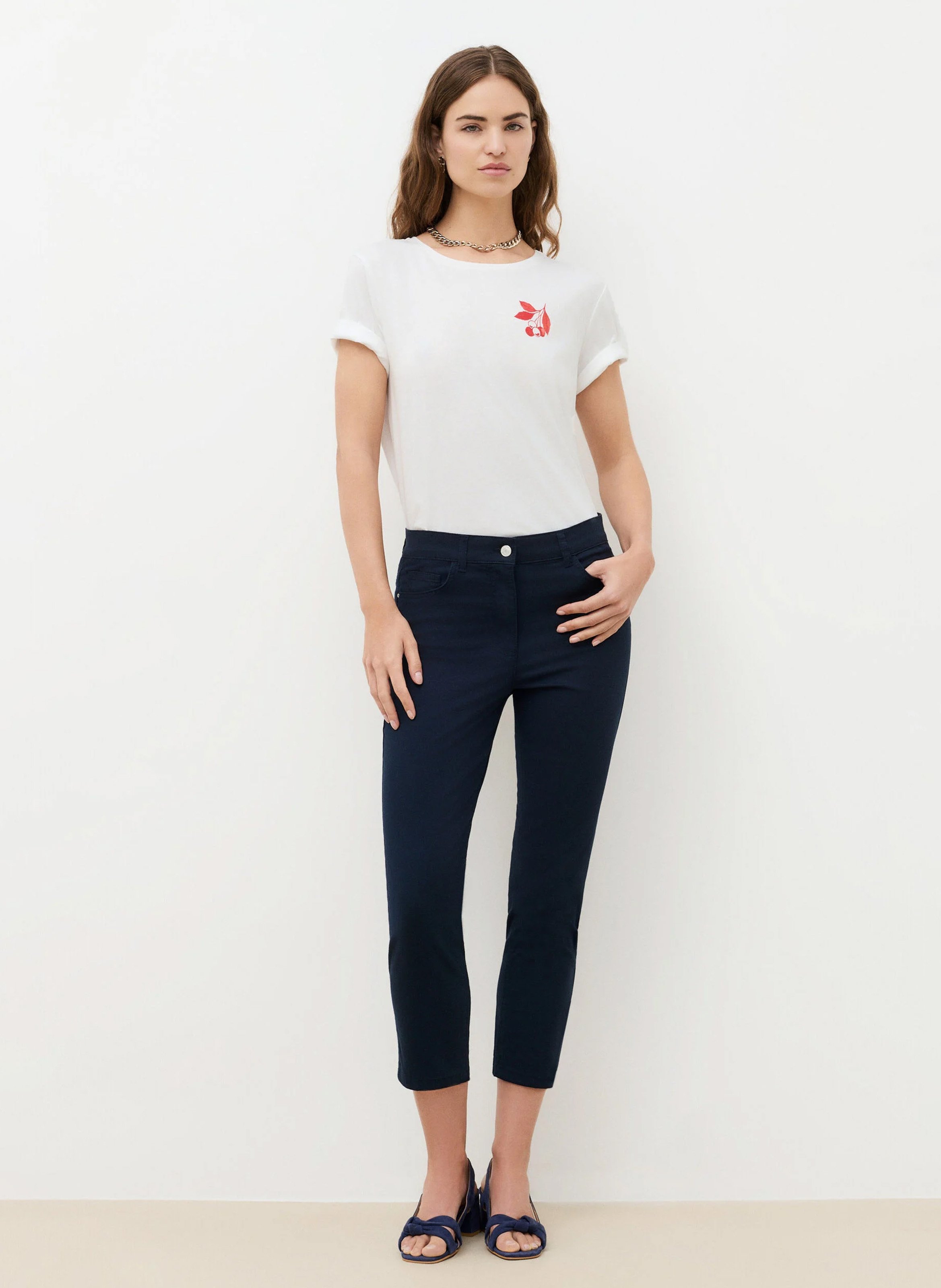 Katoenen T-shirt met ronde hals CAROLL Rood
