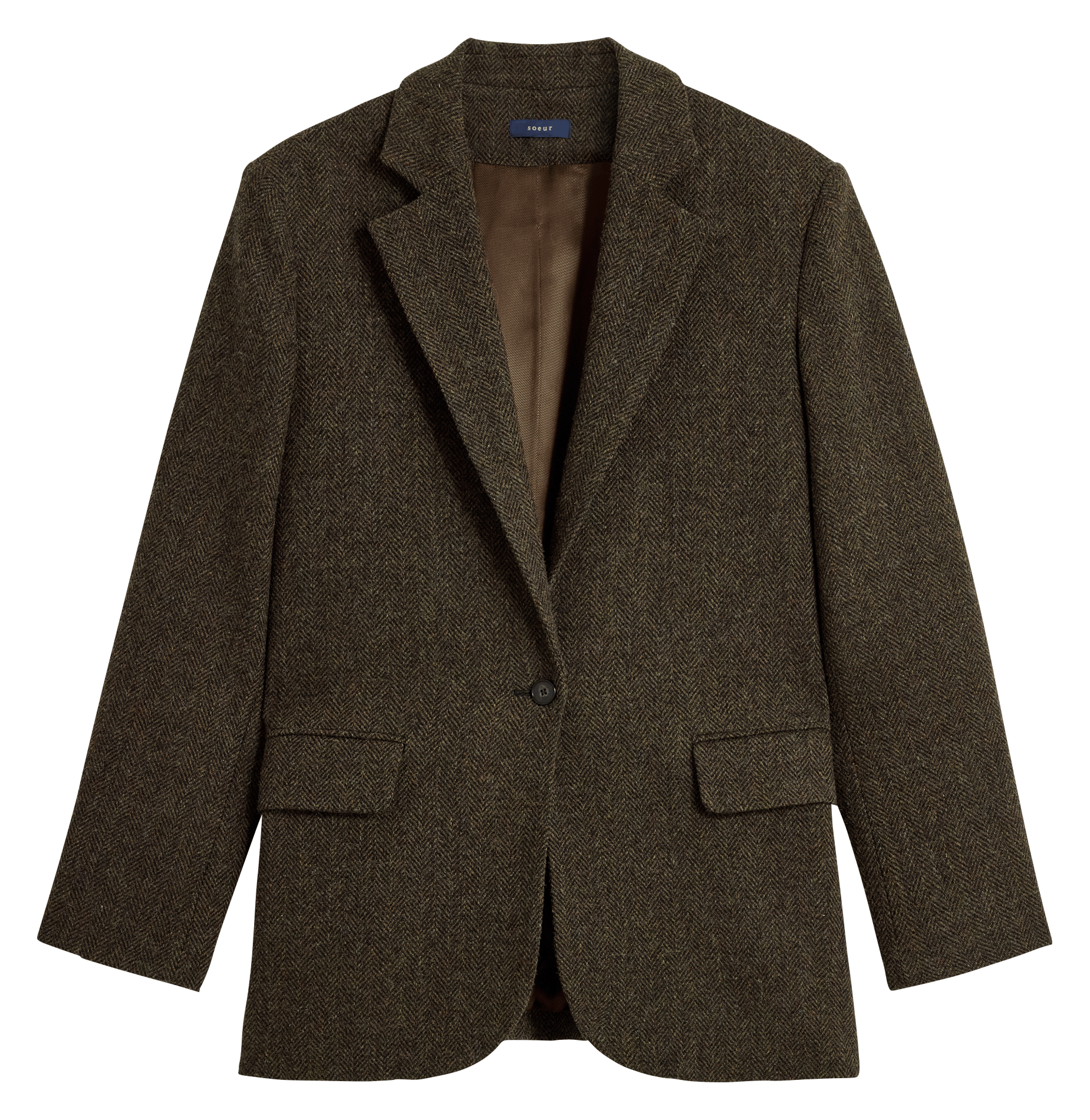 Veste droite en laine SOEUR Marron
