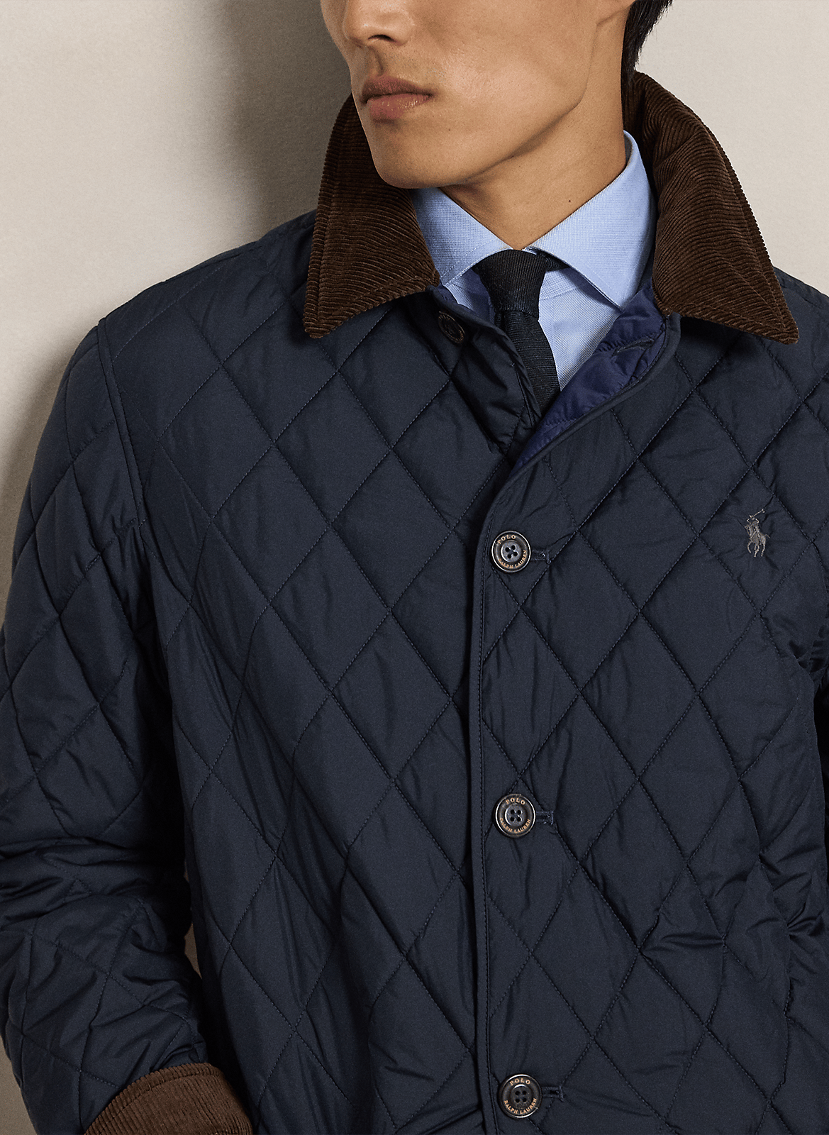 Veste droite col velours POLO RALPH LAUREN Bleu