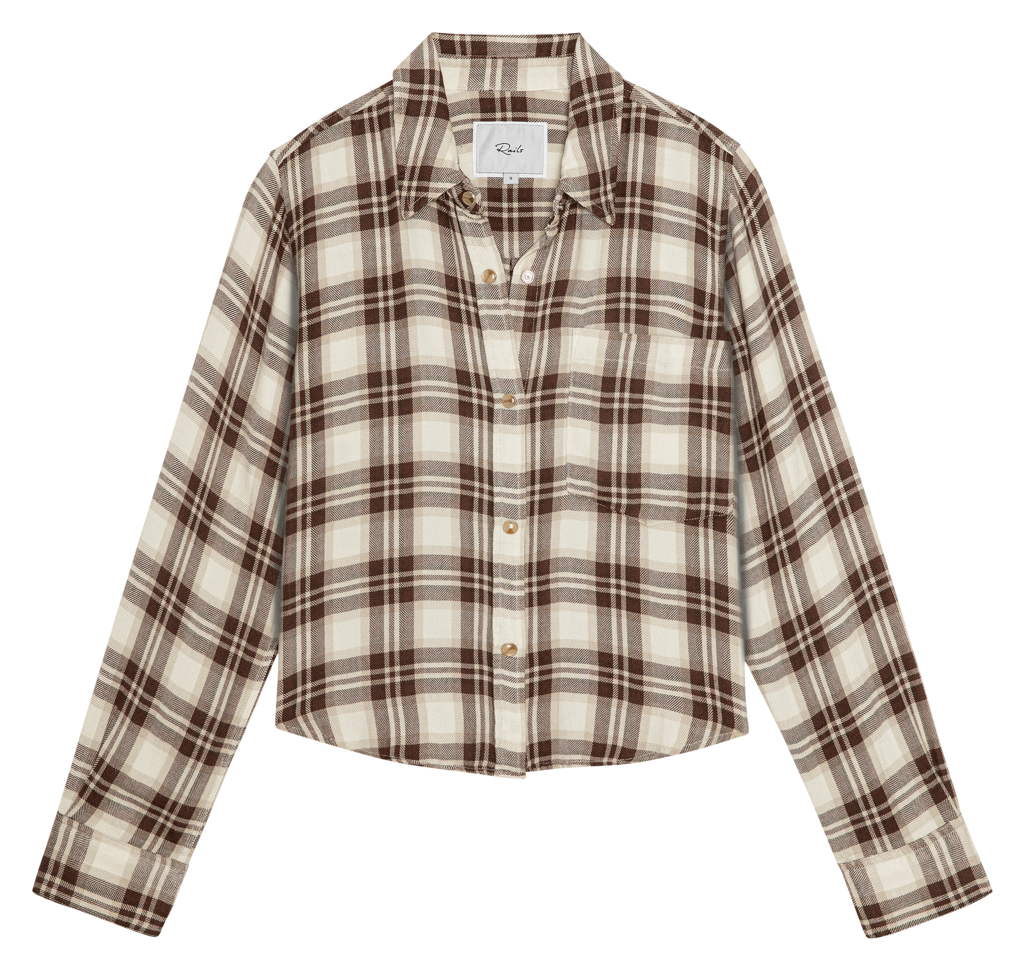 Chemise courte fluide à carreaux RAILS Marron